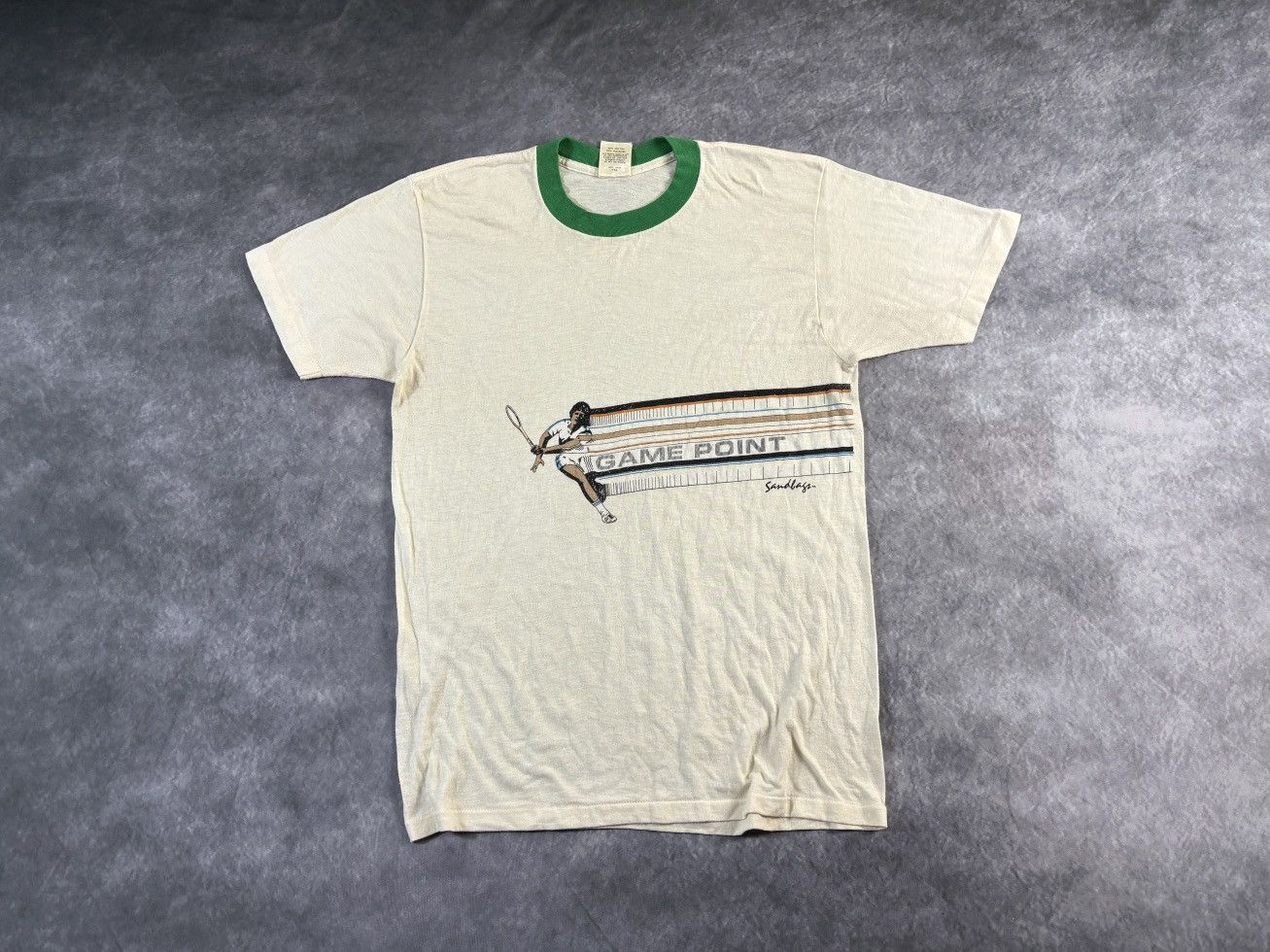 Vintage 1980s Sandbags California Tennis Vintage Ringer Tee Sports Size US M / EU 48-50 / 2 - 14 Thumbnail