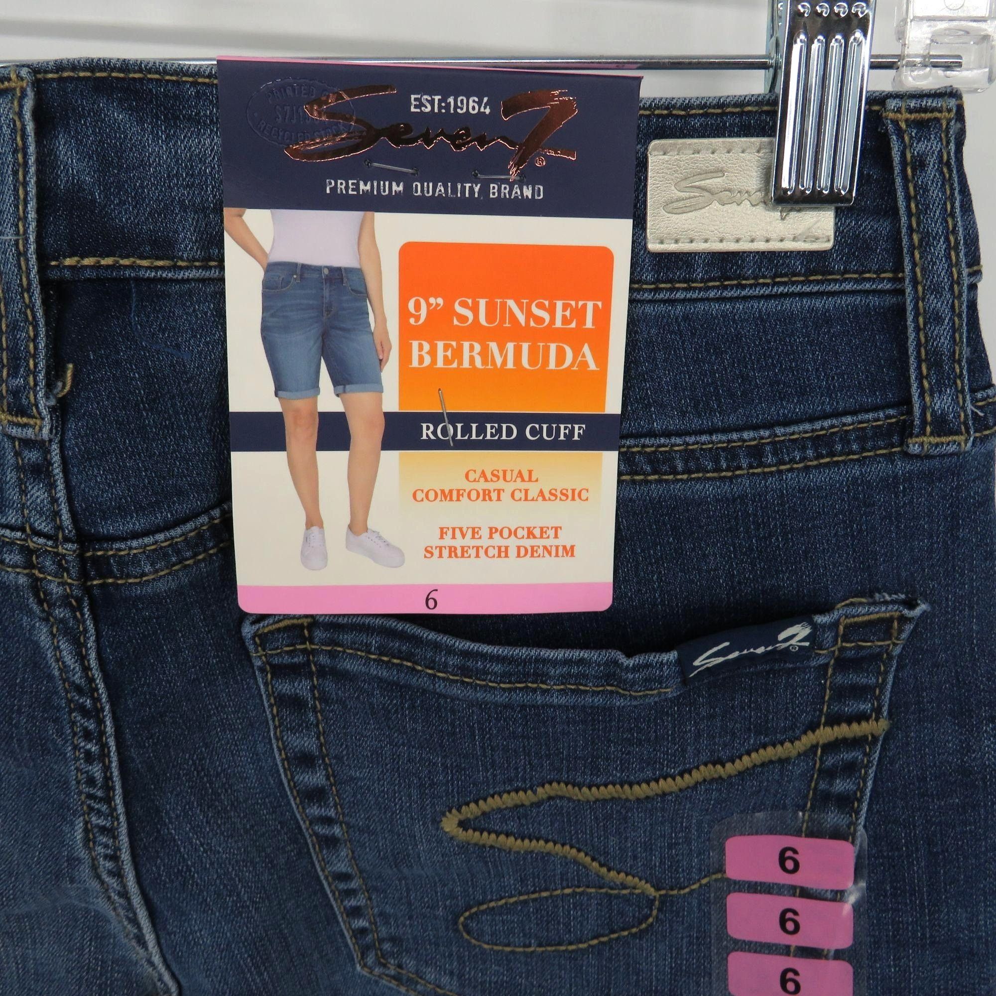 Other Seven7 Womens 9" Sunset Bermuda Denim Shorts Size 6 Rolled C Size 28" / US 6 / IT 42 - 4 Thumbnail