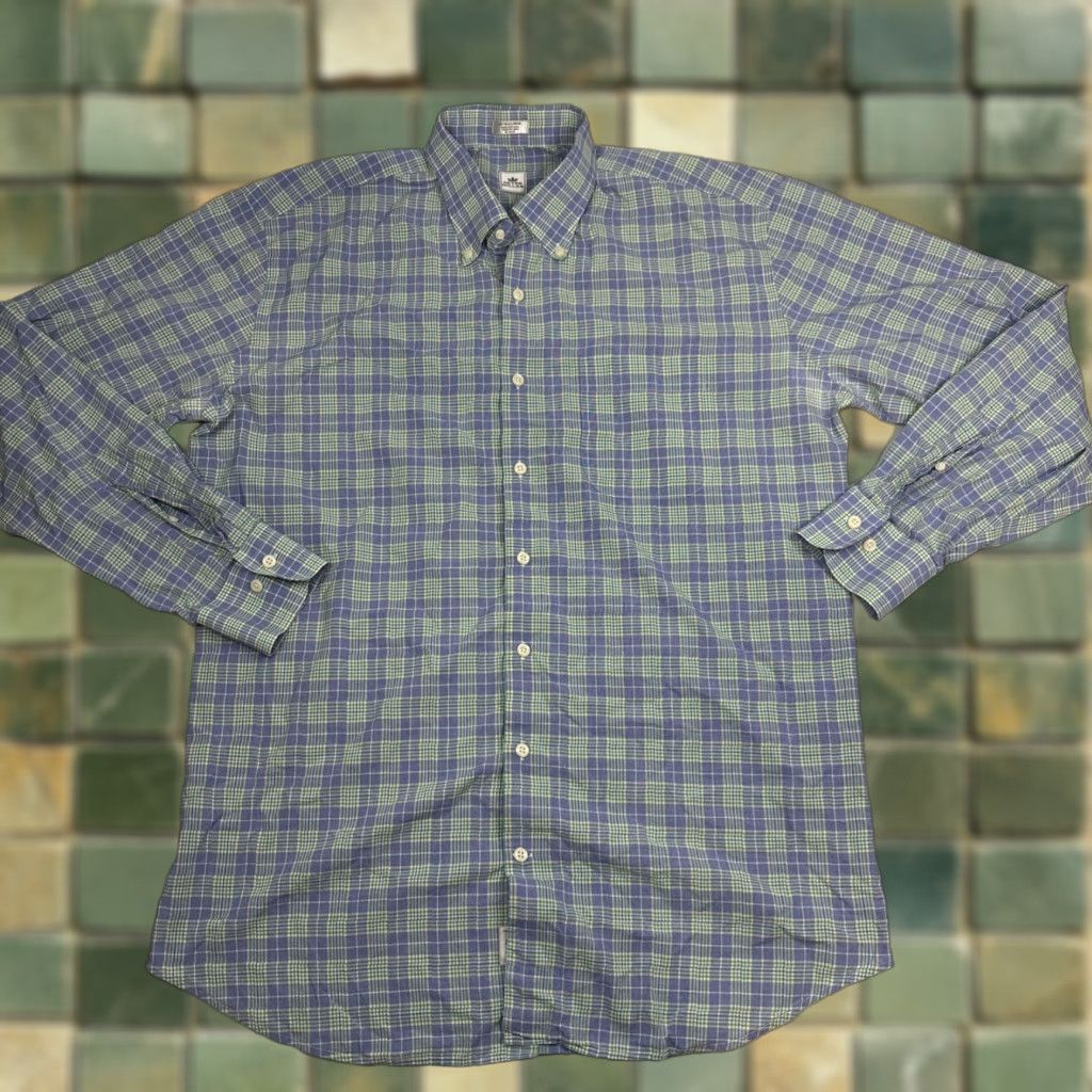Peter Millar Peter Millar Button-Down Long Sleeve Shirt Men’s XL Plaid Blue Green Men Shirt XL Plaid Blue Green Size US XL / EU 56 / 4 - 1 Thumbnail