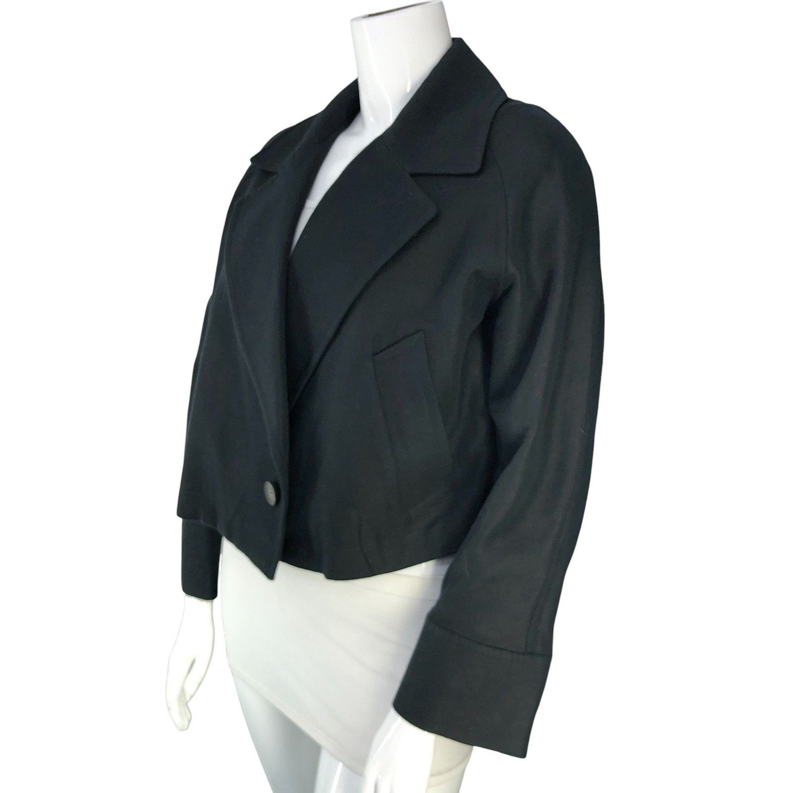 Vince Vince Jacket L Black Cropped Single Button Notch Lapel Linen Size L / US 10 / IT 46 - 5 Thumbnail