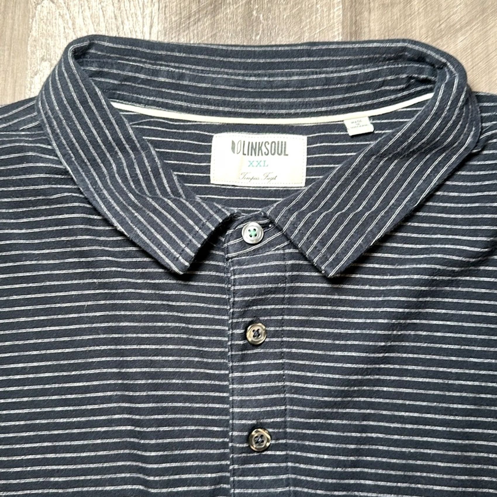 Vintage Linksoul Tempus Fugit Luxury Cotton Striped Golf Polo 2XL Mens Blue Night Navy White Pinstripes Polo Size US XXL / EU 58 / 5 - 6 Thumbnail