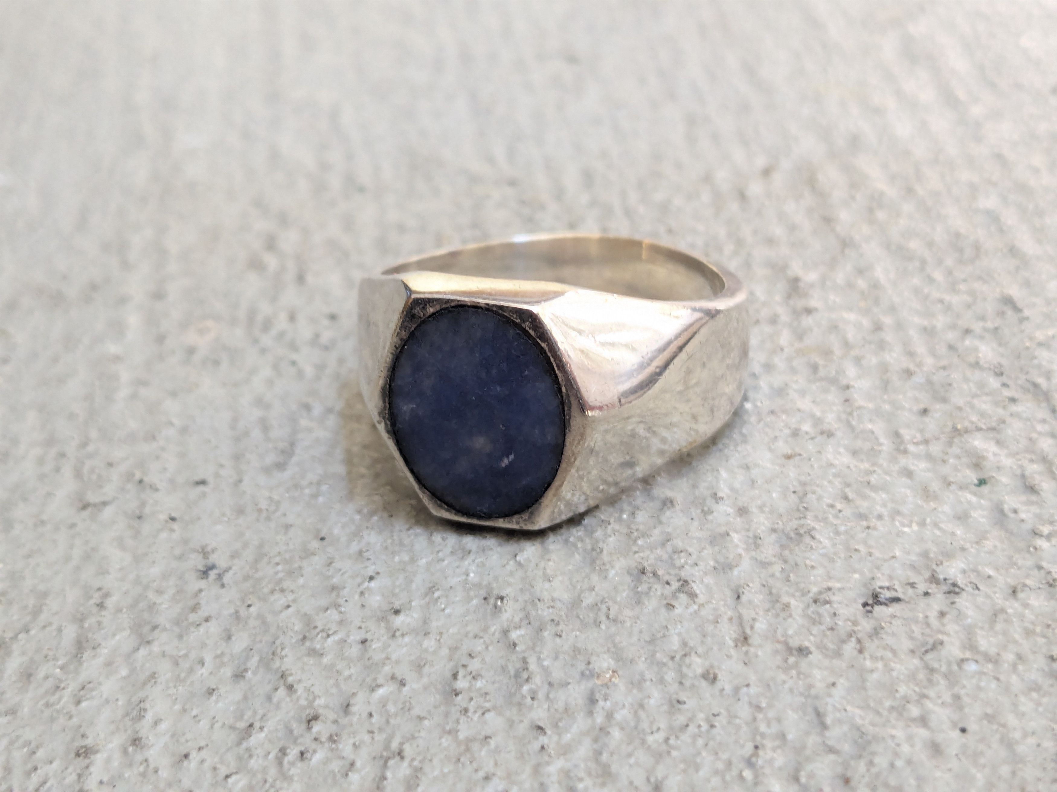 Vintage Vintage Sterling Silver Ring Blue Sodalite Oval 13.5 Mexico Size ONE SIZE - 3 Thumbnail