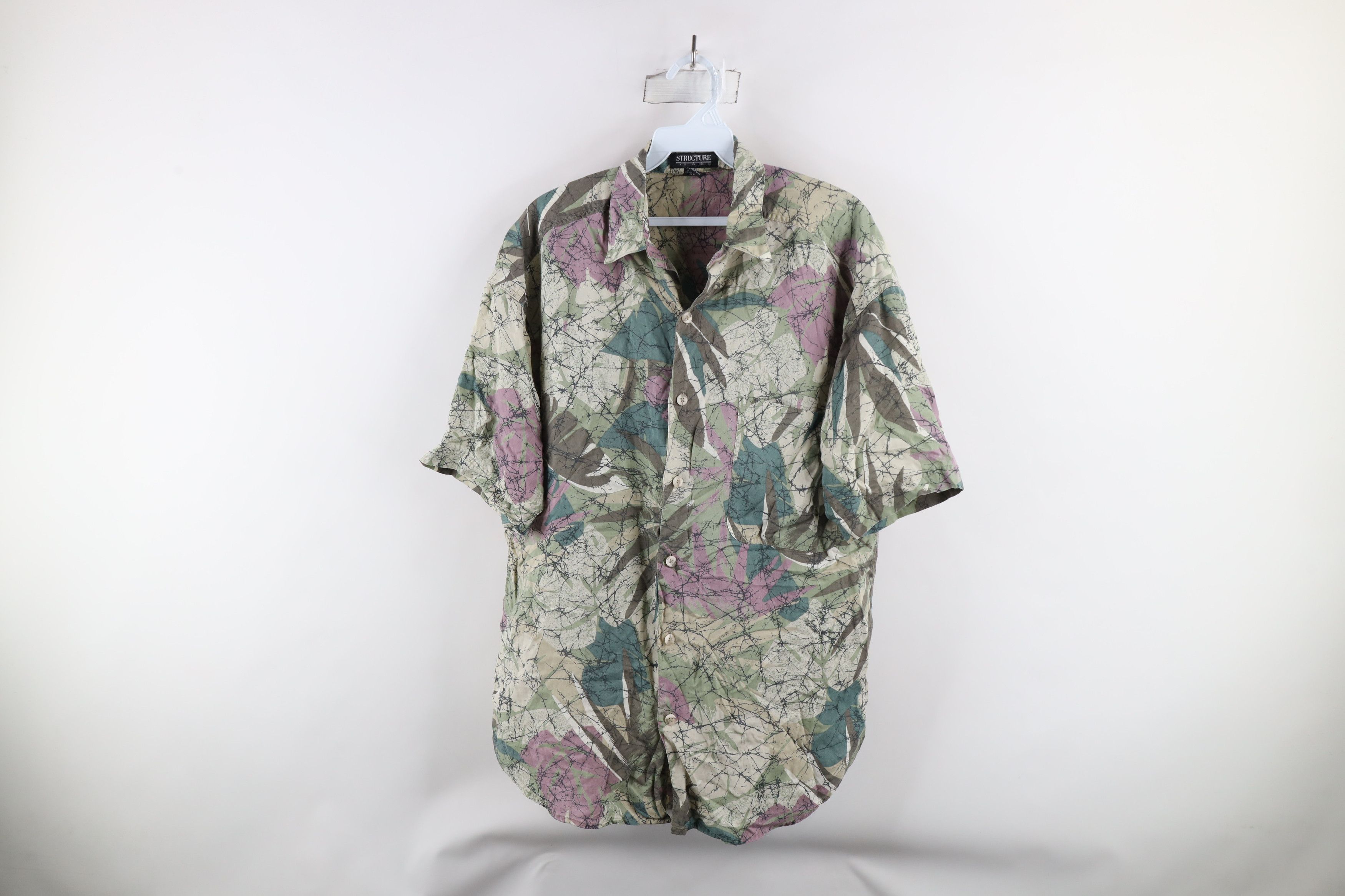 Vintage Vintage 90s Streetwear Abstract Flower Hawaiian Button Shirt Size US M / EU 48-50 / 2 - 1 Thumbnail