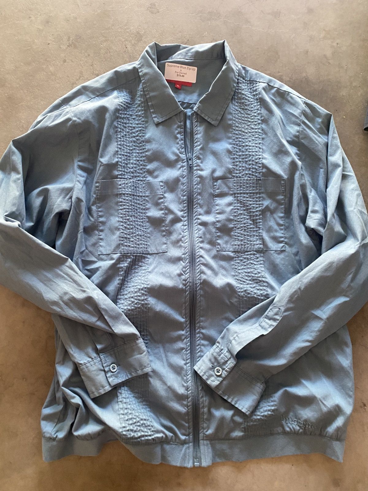 Supreme Supreme Blue Pin Tuck Zip Up Size US XL / EU 56 / 4 - 1 Thumbnail