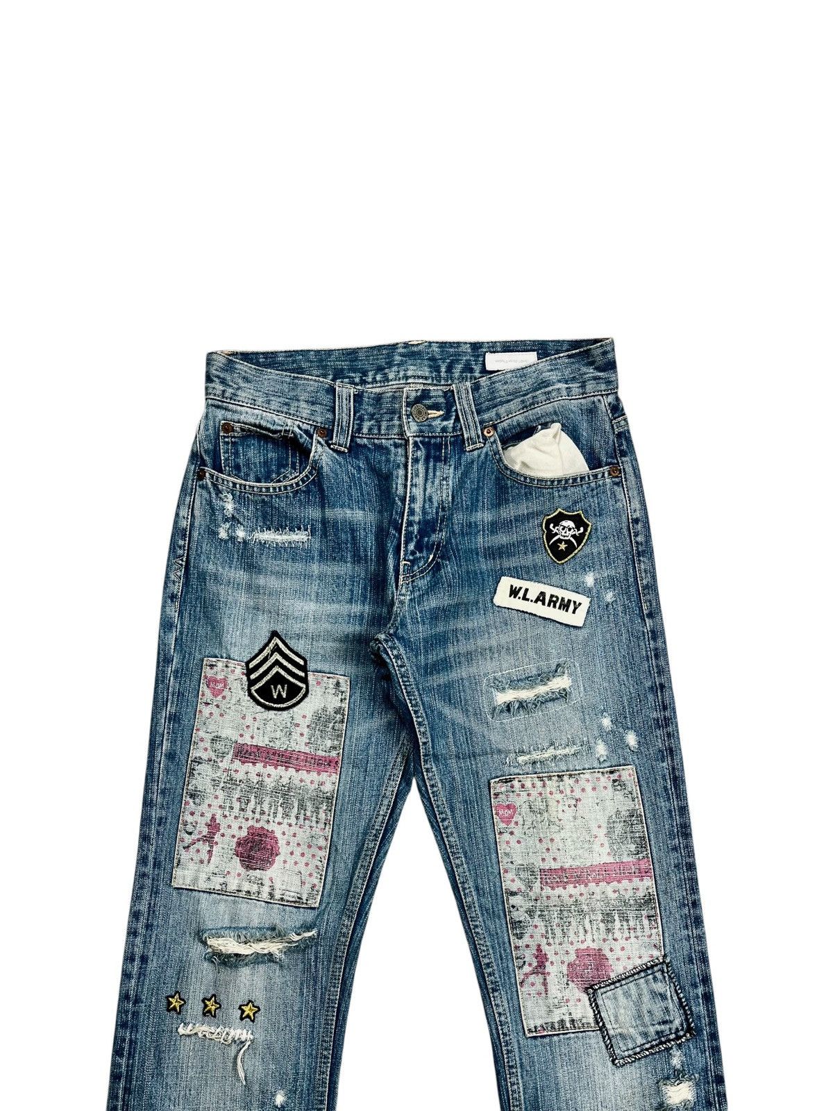 20471120 2000s World Wide Love - Grunge Pathwork Army Denim Pants Size US 29 - 3 Thumbnail