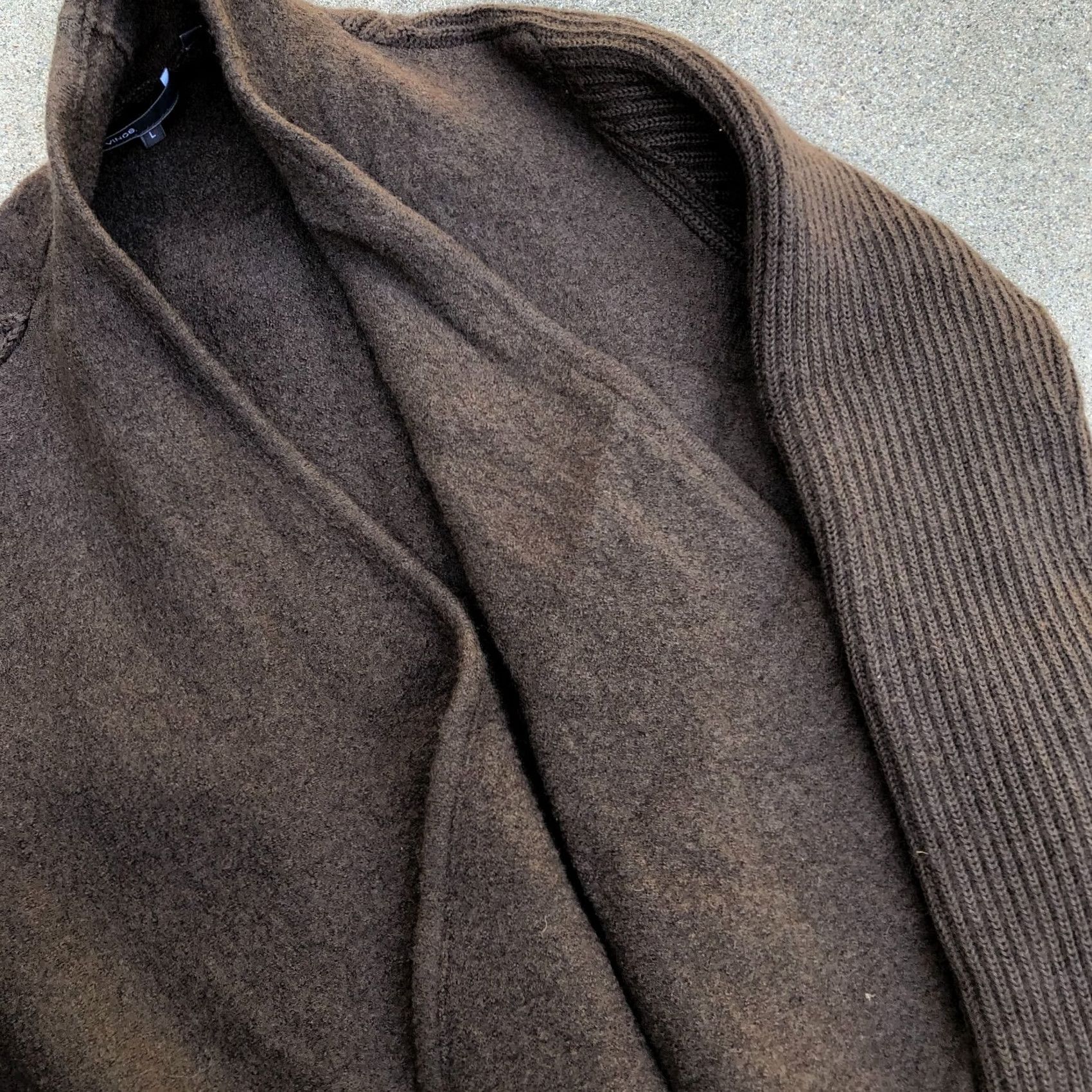 Vince Vince Cardigan Sweater Women LG 100% Wool Open Brown Long Sleeve Winter Size L / US 10 / IT 46 - 3 Thumbnail