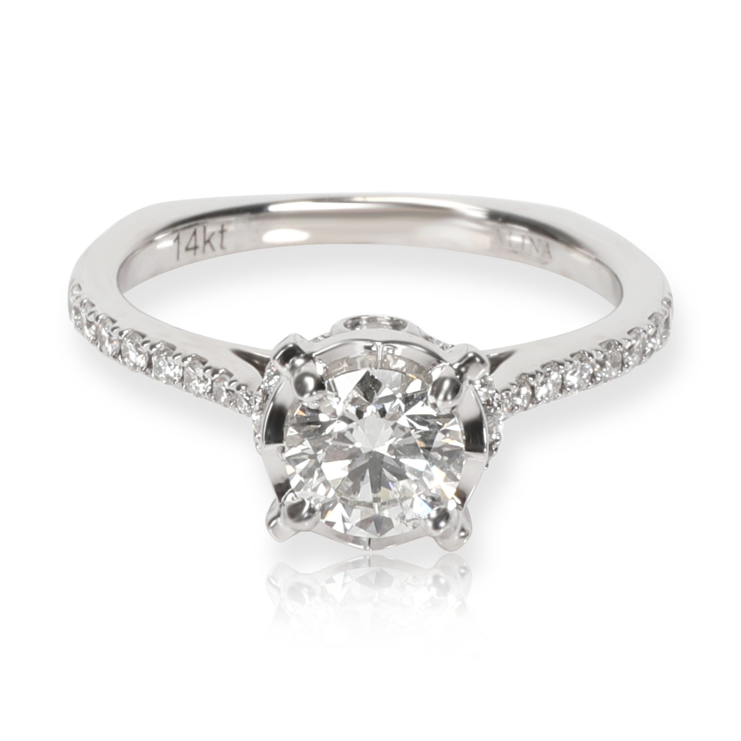 image of Tiffany Co Valina Diamond Engagement Ring In 14K White Gold H-I Si2-I1 0.84 Ctw, Women's