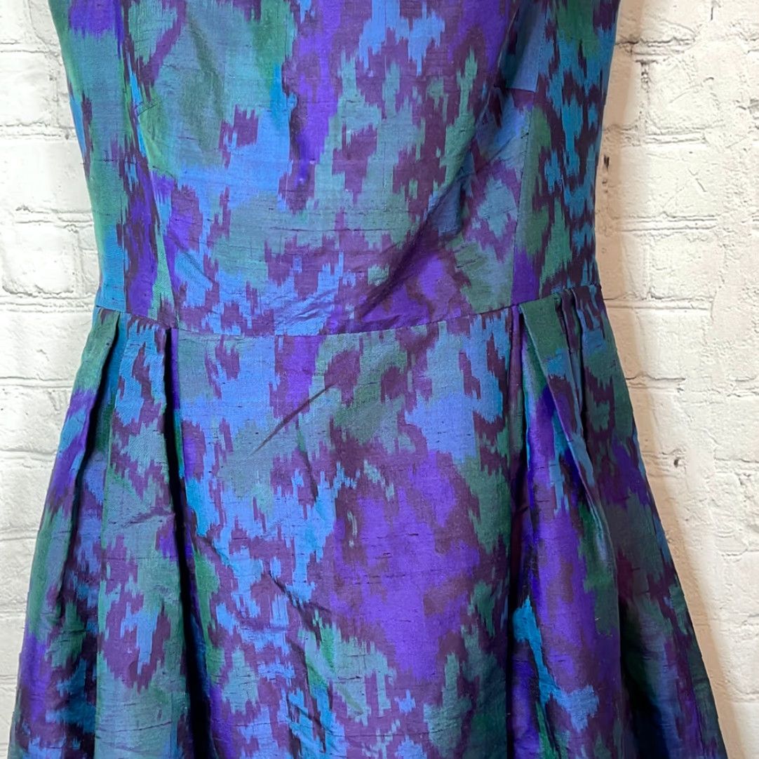 Vintage VINTAGE RED Valentino Women’s Silk Dress Midi Sleeveless Blue Purple A-Line 34" Blue Girls Womens (if applicable) Size M / US 6-8 / IT 42-44 - 3 Thumbnail