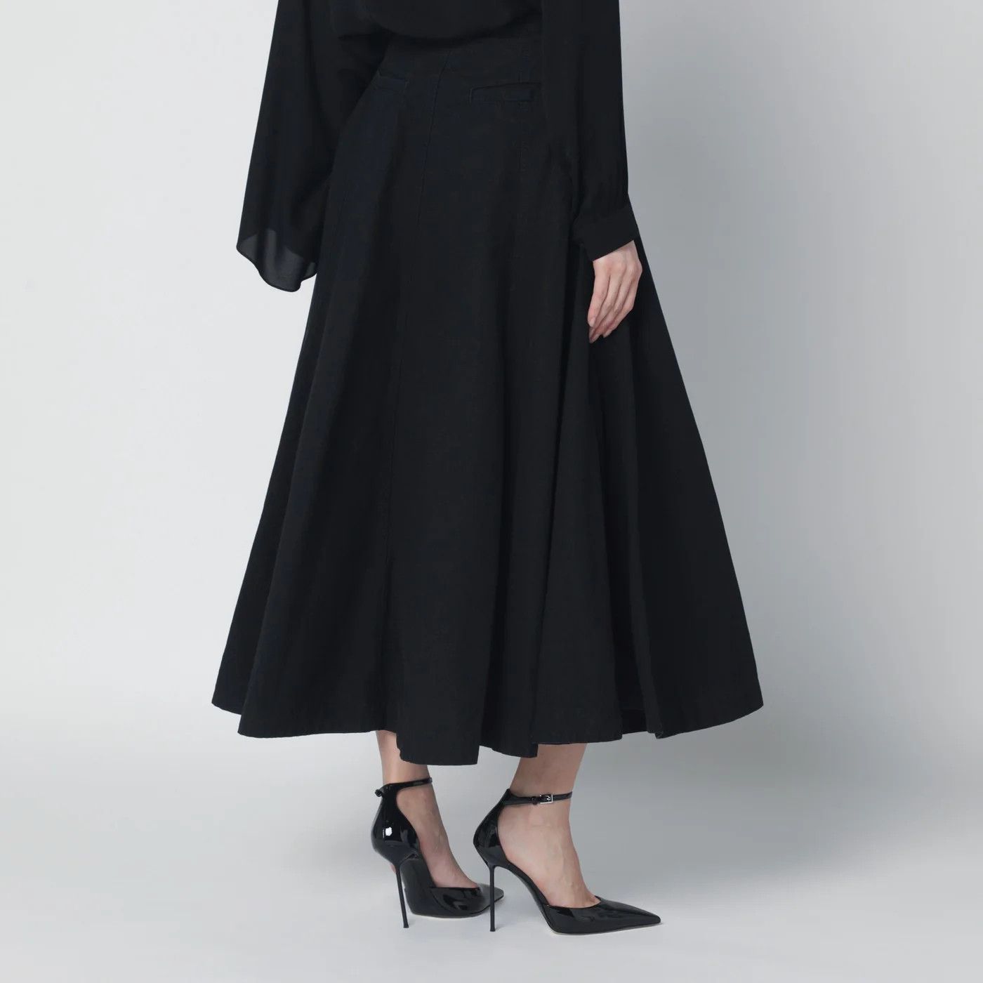 Balenciaga o1d2blof0426 Cotton Ripstop Maxi Skirt in Black Size 25" / US 0 / IT 36 - 3 Thumbnail