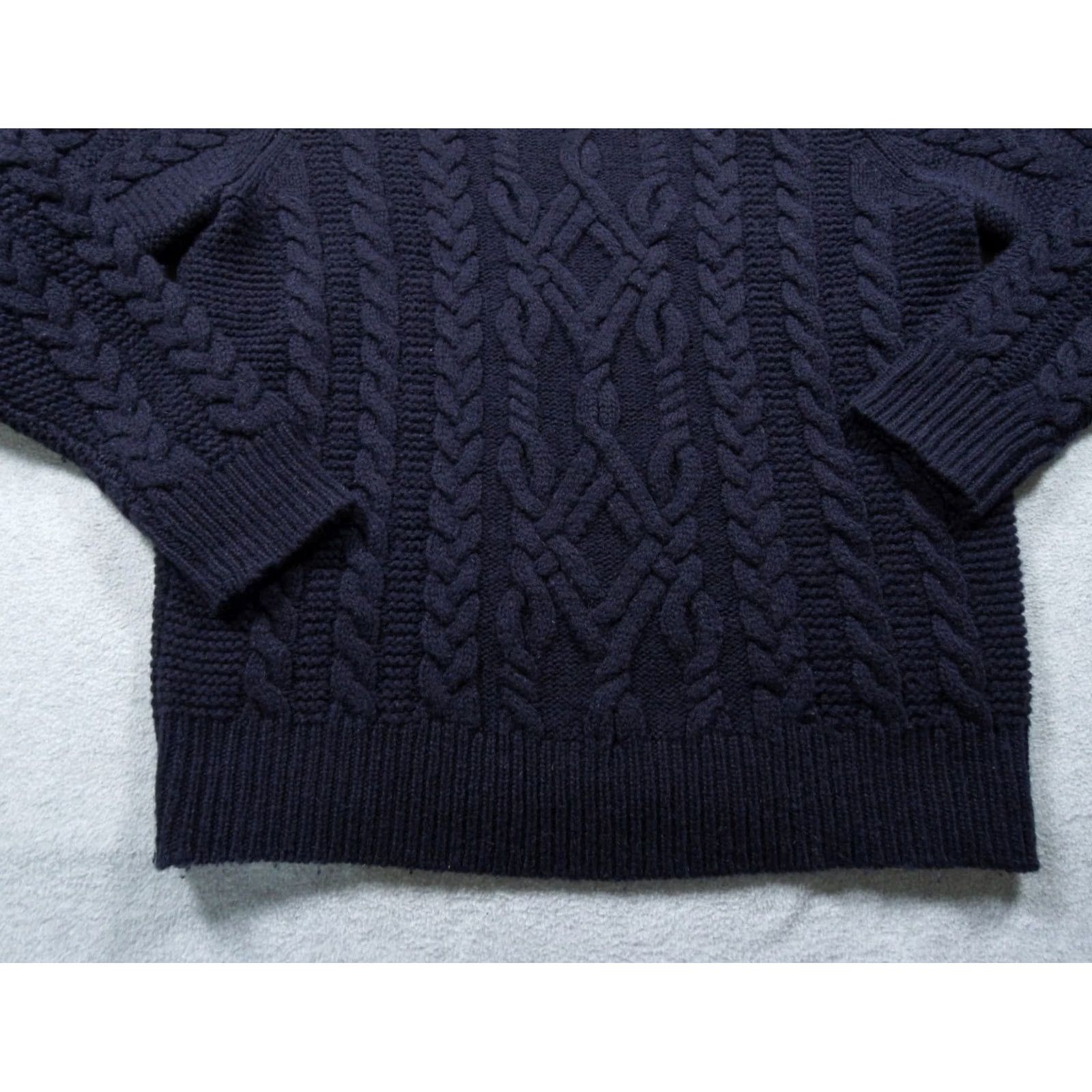 Wallace & Barnes Wallace & Barnes Sweater Mens Medium Blue Cable Knit Wool Fisherman Pullover Crew Neck Knitted Knit Solid Size US M / EU 48-50 / 2 - 3 Thumbnail