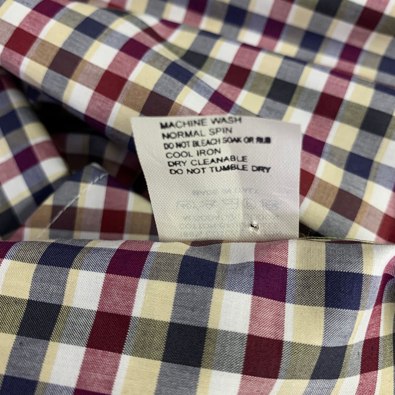 Etro L Navy Burgundy Checkered Cotton Button Up Long Sleeve Shirt Size US L / EU 52-54 / 3 - 7 Thumbnail