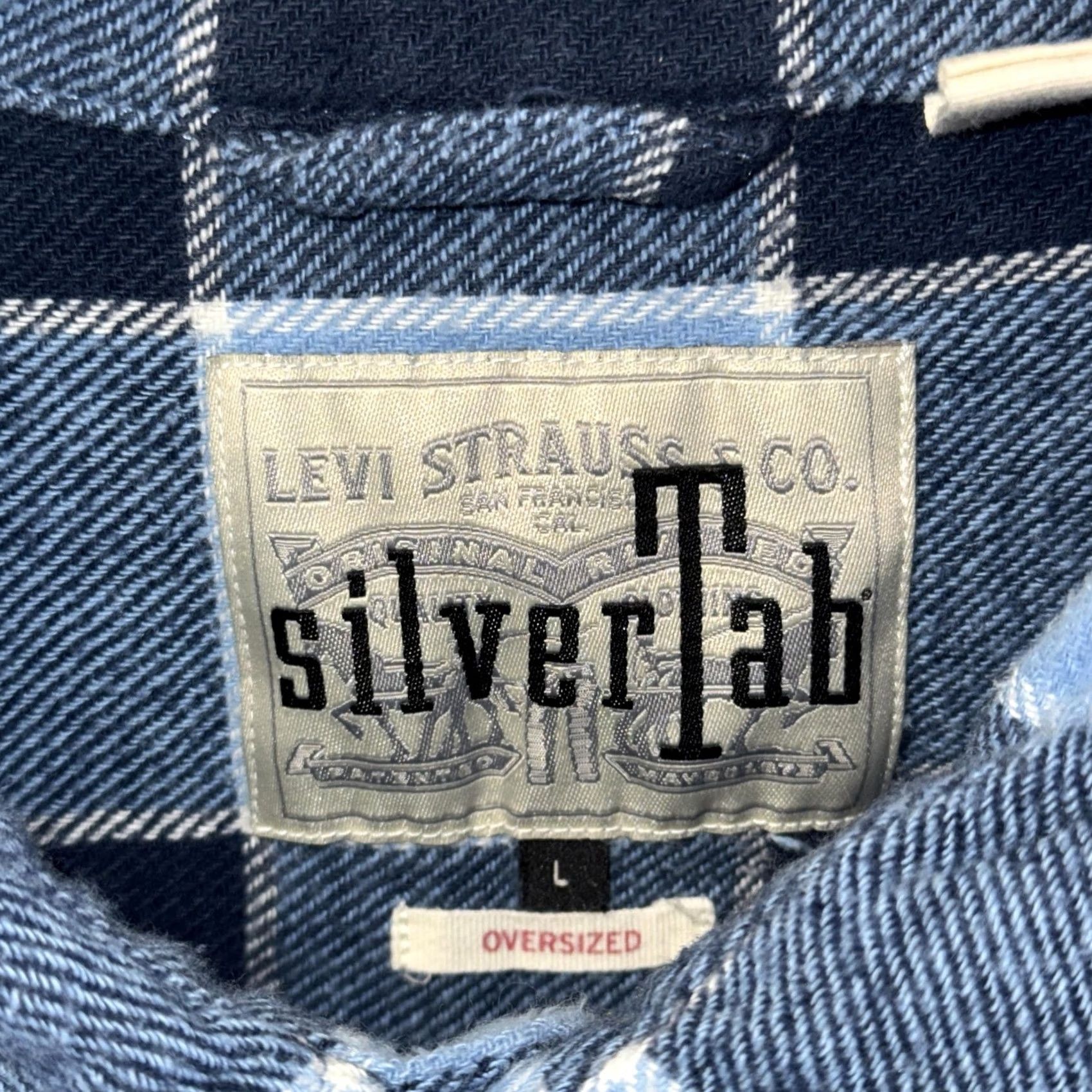 Levi's VINTAGE Levi's SilverTab Shirt Mens L Blue Plaid Flannel Oversized Snap Front Cotton Size US L / EU 52-54 / 3 - 7 Thumbnail