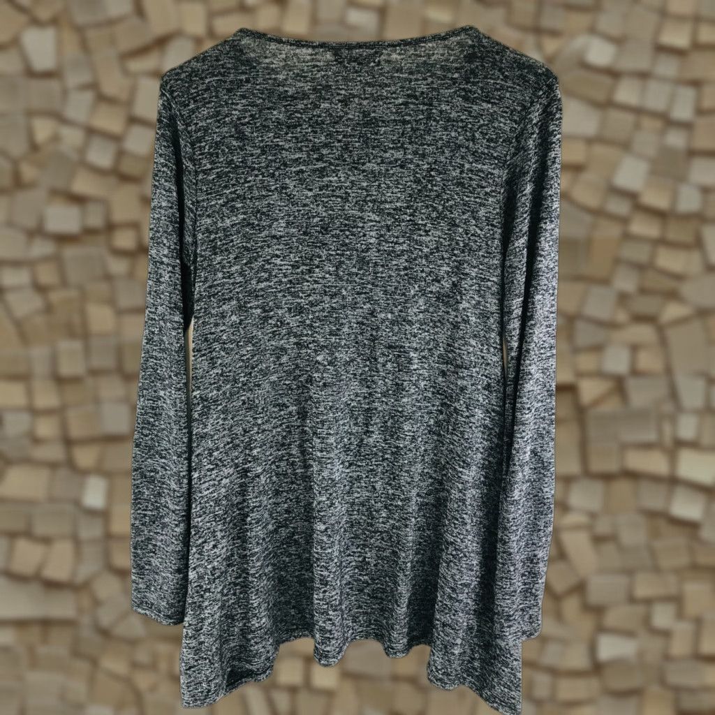 Vintage Maurices Shirt Women's Small Black & Gray Long Sleeve Stretch Key Hole T-Shirt Modern Womens Slim Regular Size S / US 4 / IT 40 - 1 Thumbnail
