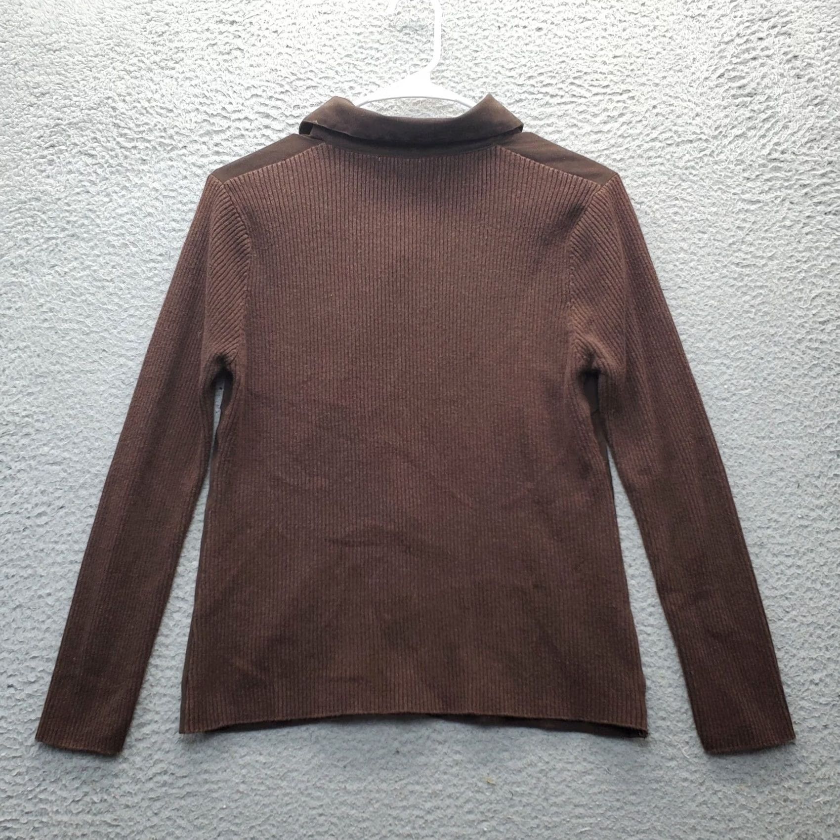 Vintage Versailles Shirt Womens Small Brown Stretch Long Sleeve Collared Button Down Size S / US 4 / IT 40 - 2 Thumbnail