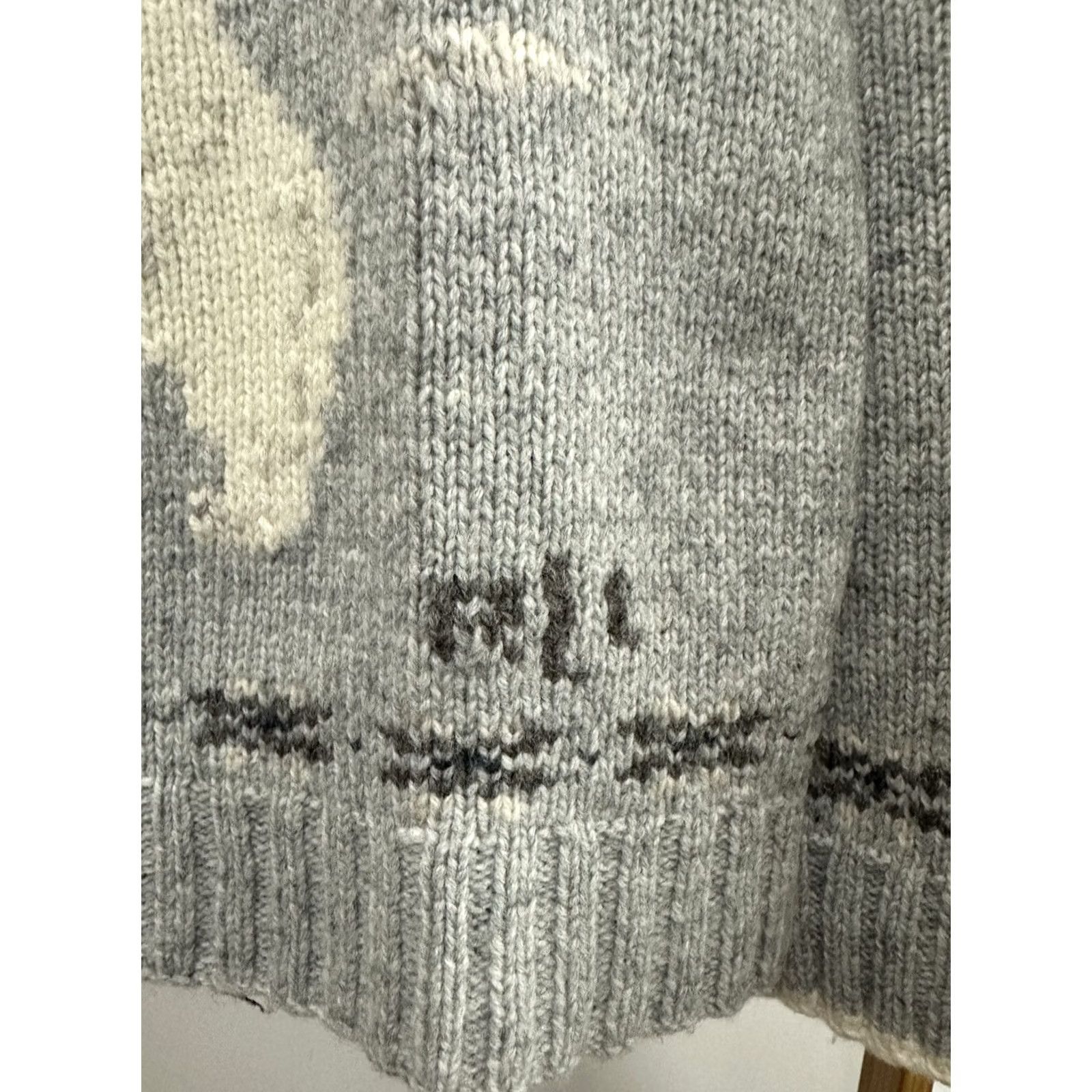 Ralph Lauren VTG Lauren Ralph Lauren Polar Bear RLL Turtleneck Hand Knit Sweater S Gray Wool Lambswool Pullover Womens Midi 90s Theme Rare Size S / US 4 / IT 40 - 3 Thumbnail