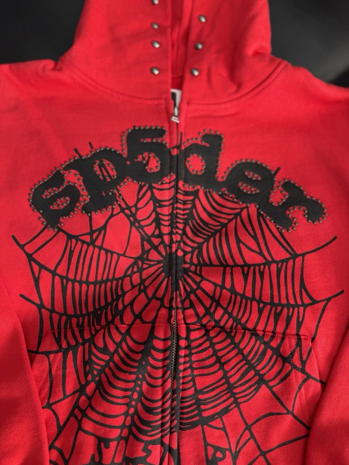 Sp5der Sp5der Worldwide Red Zip Up Studded Hoodie Size XS (NEW) Size US XS / EU 42 / 0 - 4 Thumbnail