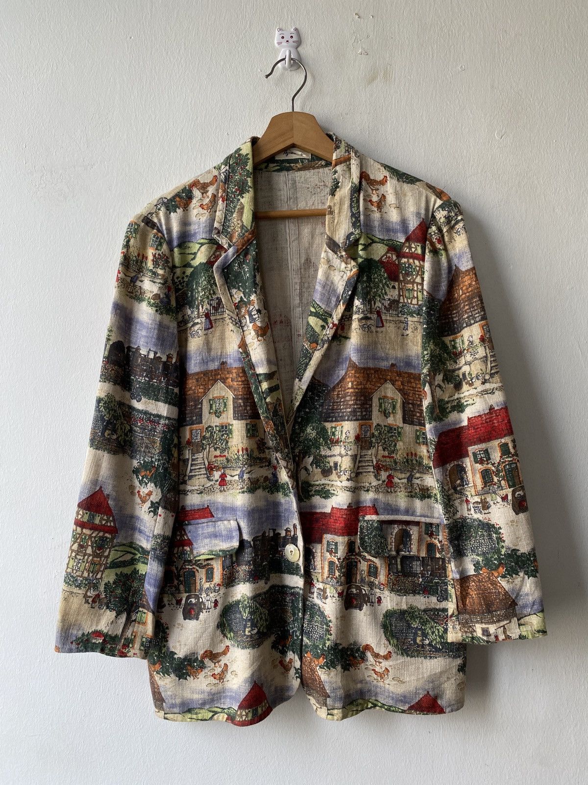 Japanese Brand 1980s - Vintage Az-Robe Classic Environment Motif Overprint Size US L / EU 52-54 / 3 - 3 Thumbnail
