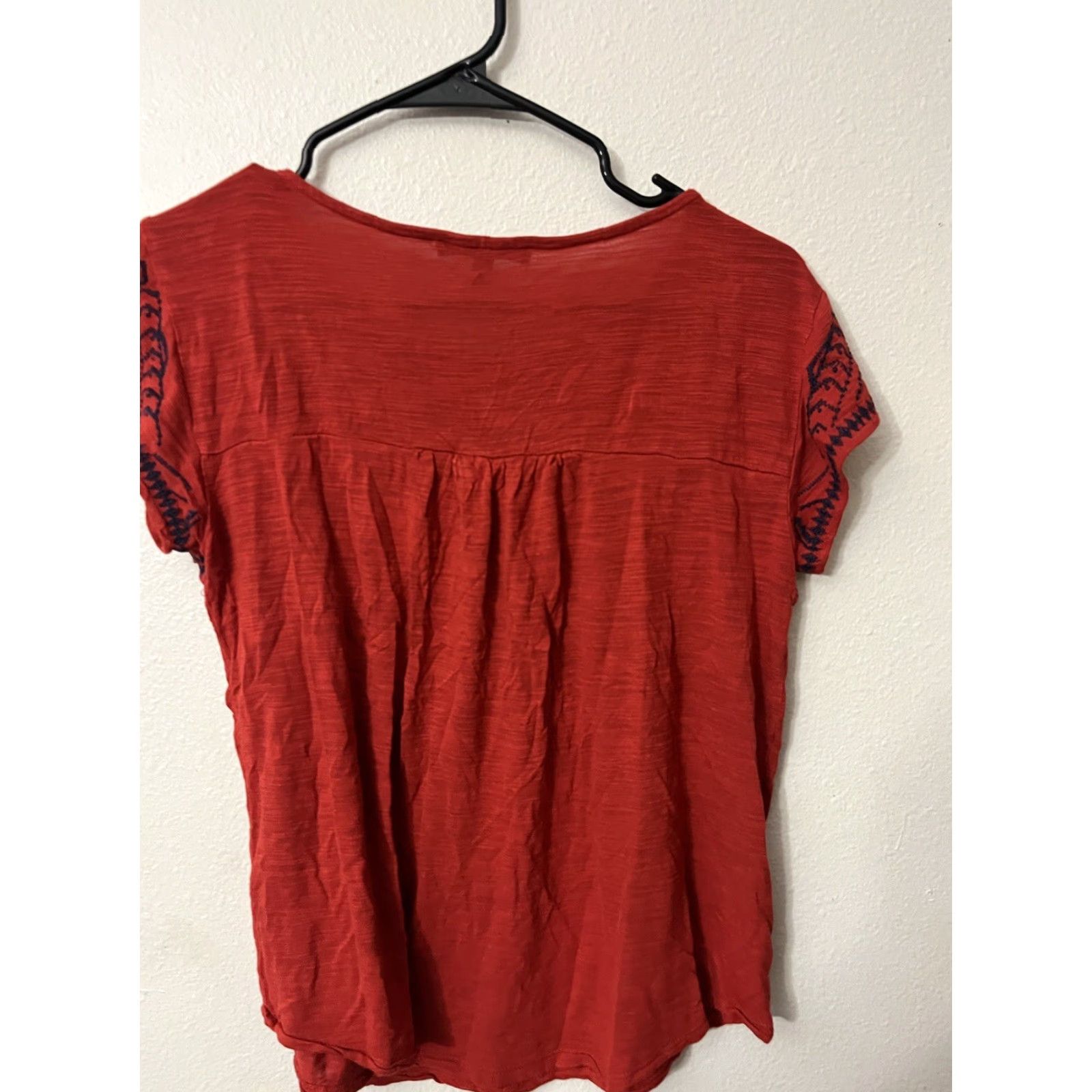 Vintage CABLE GAUGE Red Embroidery Blouse Womens Short Sleeve Round Neck M Size M / US 6-8 / IT 42-44 - 3 Thumbnail