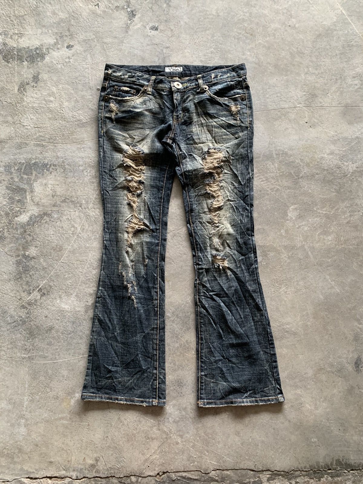 If Six Was Nine × Japanese Brand flare distressed punk grunge style inspired japanese denim Size 32" / US 10 / IT 46 - 1 Thumbnail