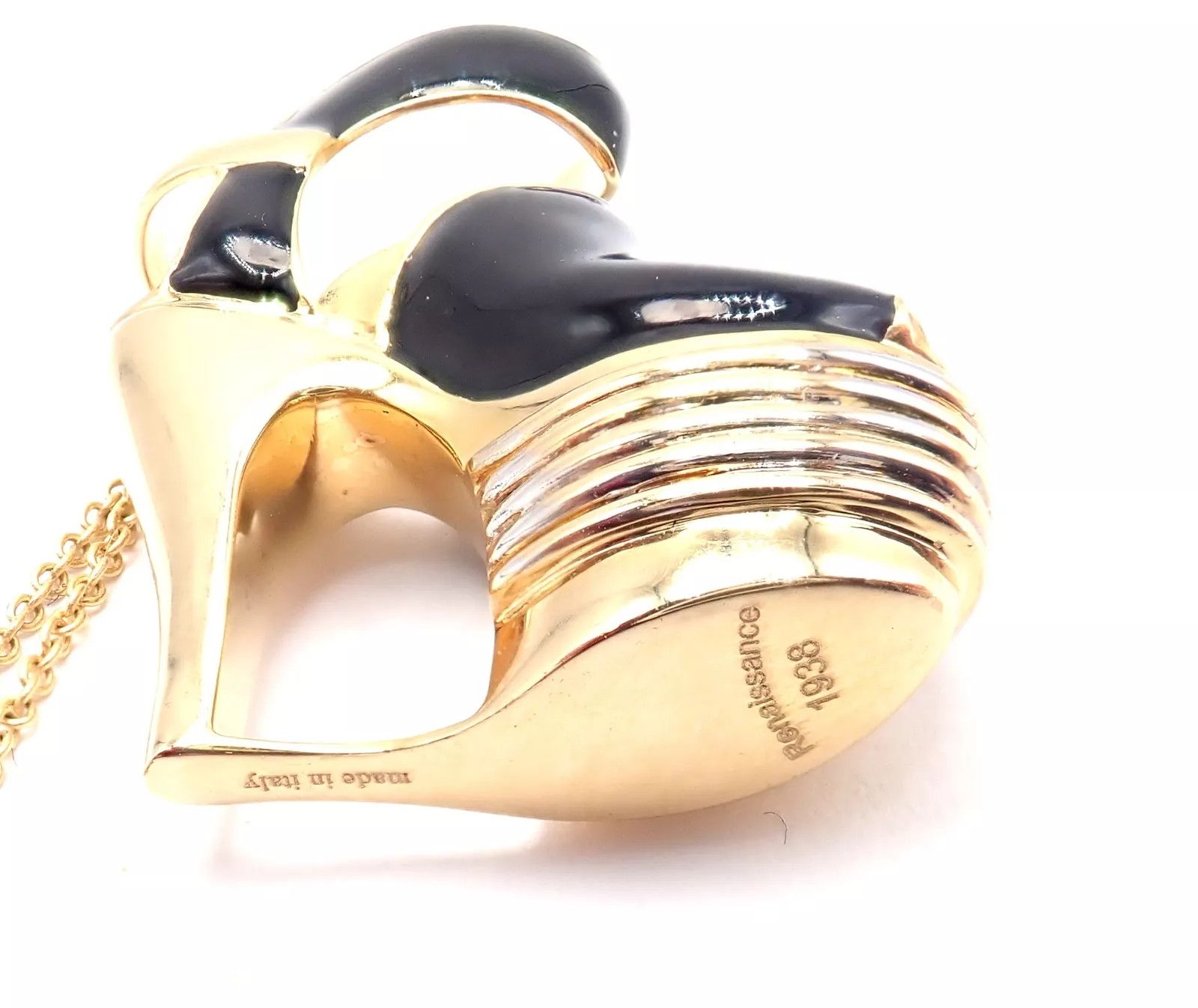Salvatore Ferragamo 18K Yellow Gold Enamel Shoe Pendant Necklace Size ONE SIZE - 6 Thumbnail