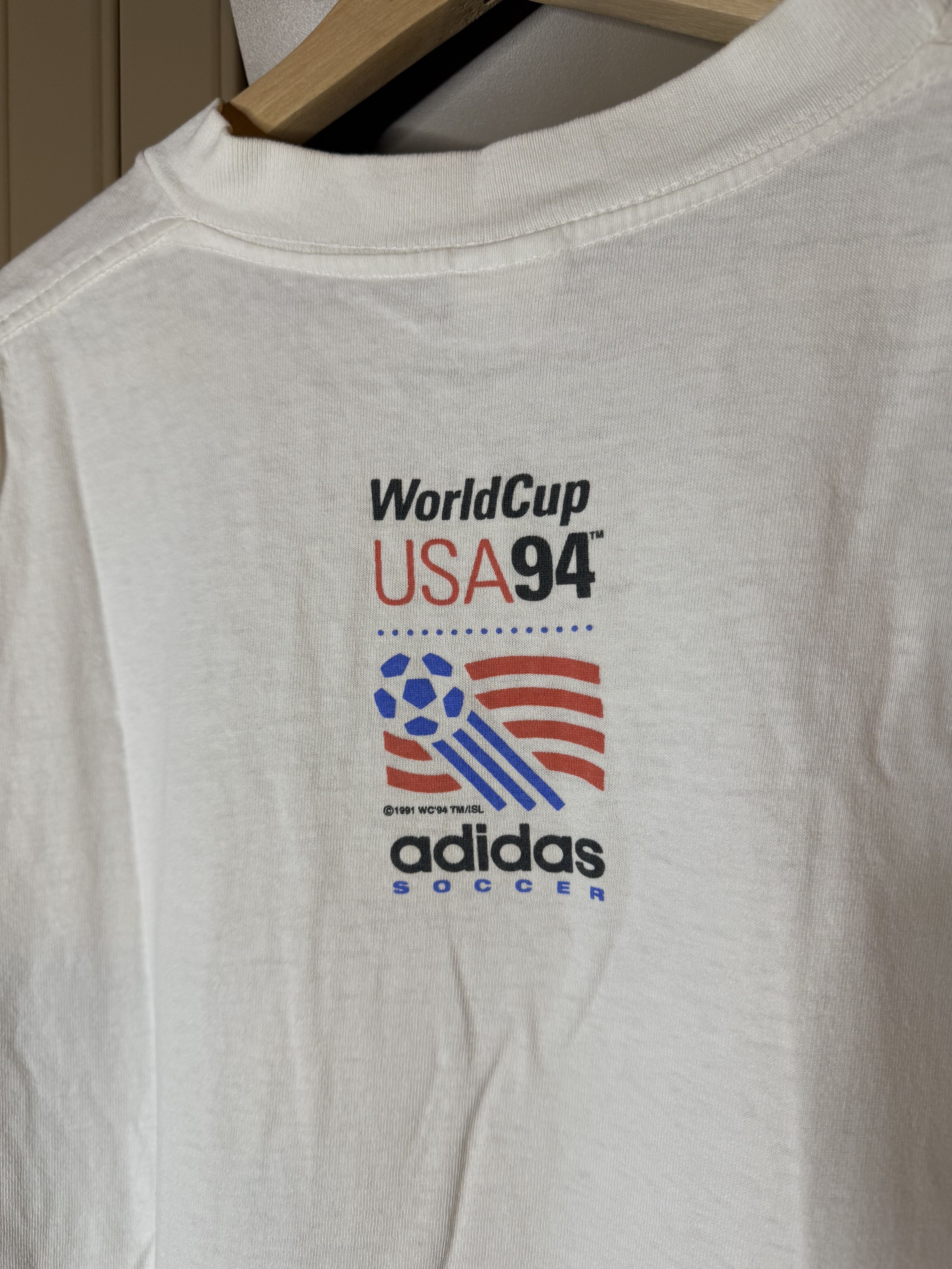 Adidas Adidas World Cup USA 1994 Vintage White Tee Size US L / EU 52-54 / 3 - 4 Thumbnail