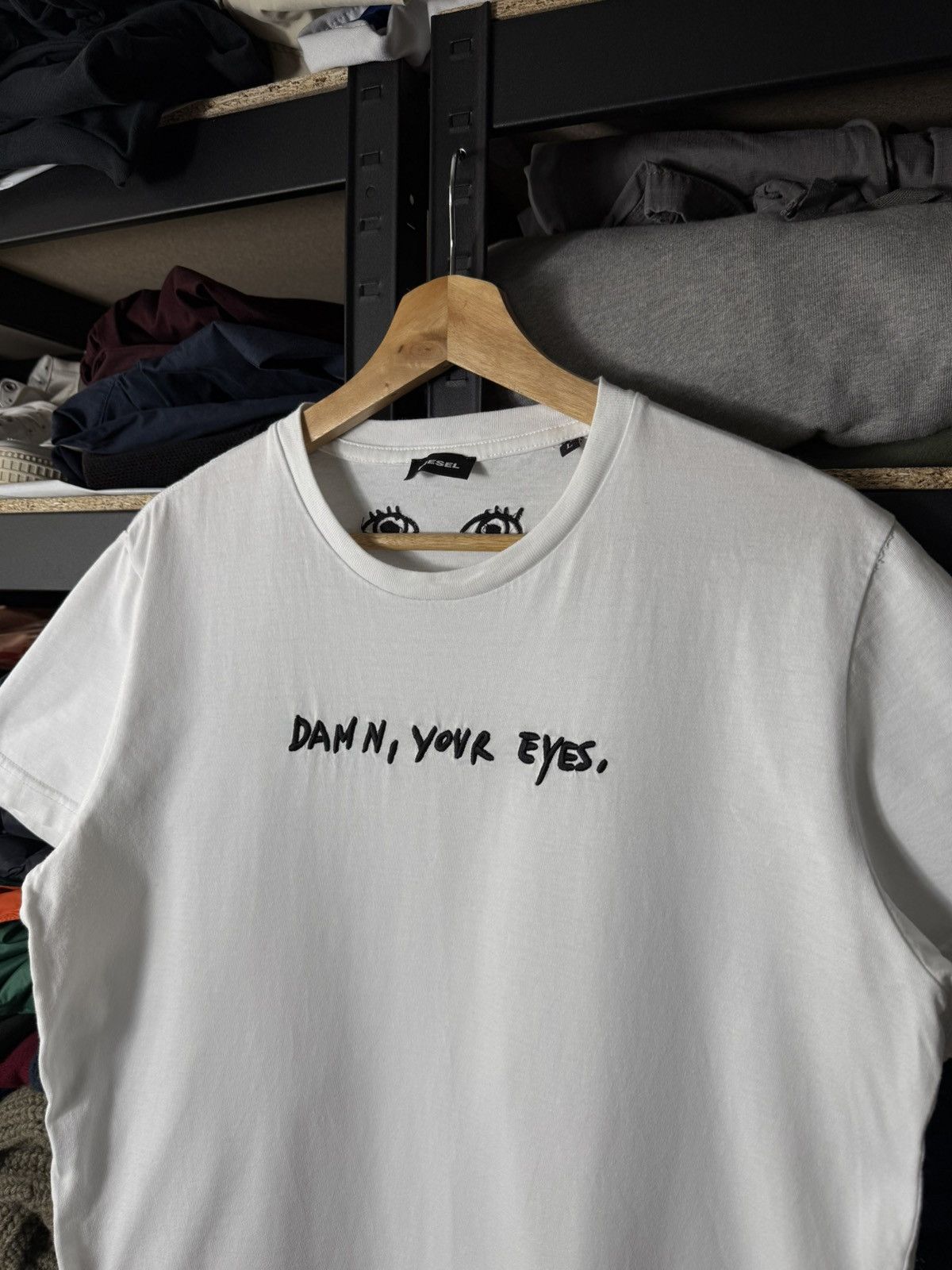 Diesel Diesel Graphic T-Shirt “Damn Your Eyes” White Tee Streetwear Size US L / EU 52-54 / 3 - 3 Thumbnail