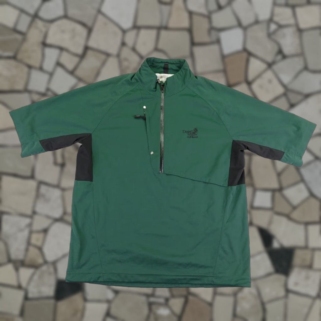 Ralph Lauren Jacket Mens Medium Green Windbreaker RLX Desert Willow Pullover 1/4 Zip Pockets Windproof Athletic Sports Outdoor Shirt