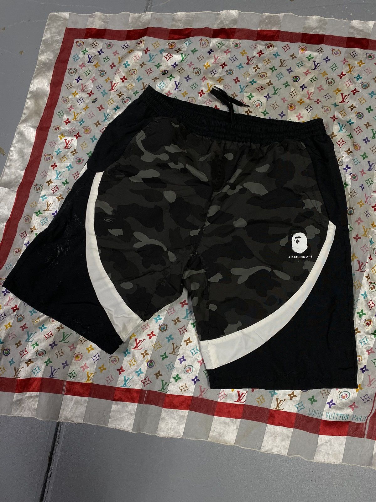 A Bathing Ape Black Camo Bape Shorts Fits XLarge