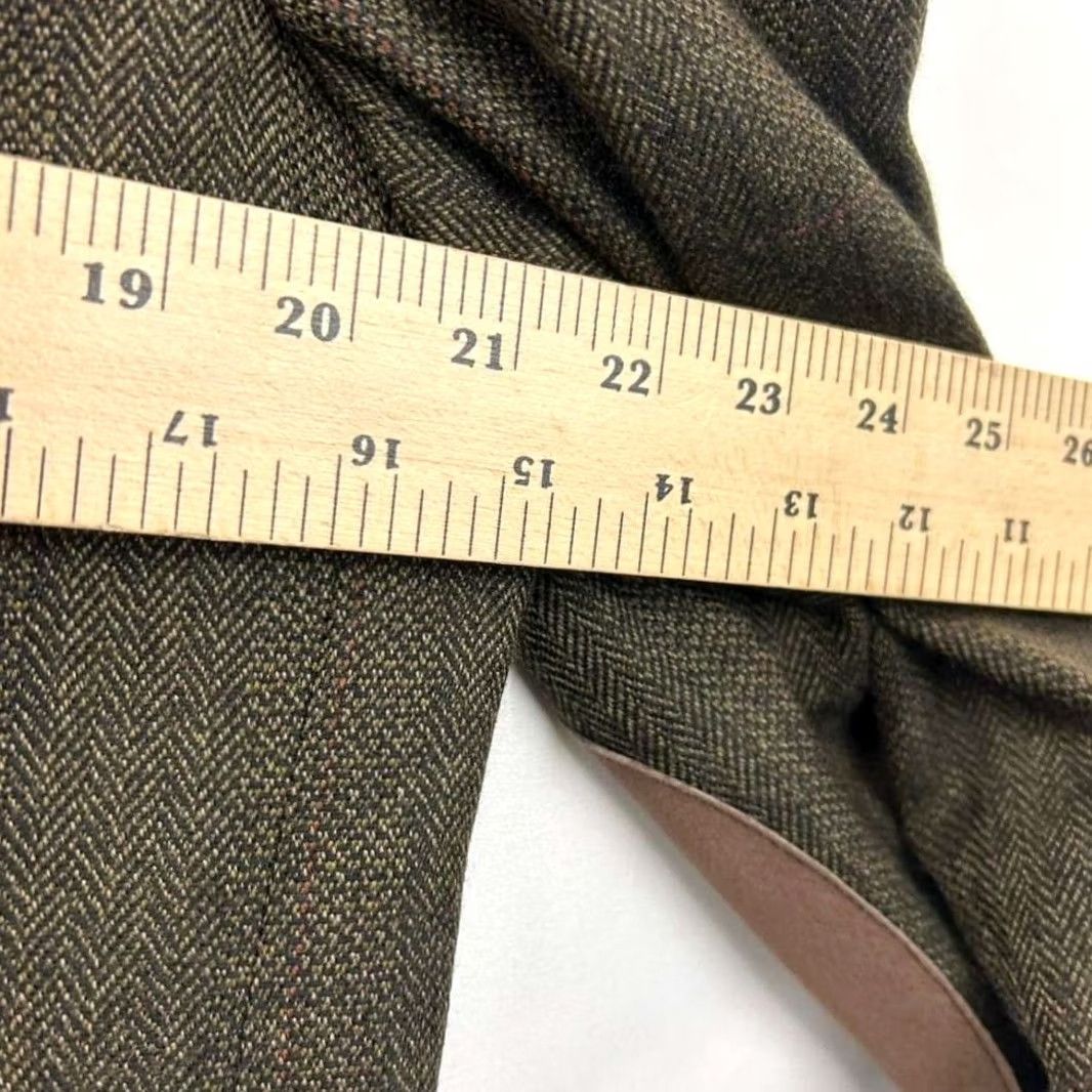 Oscar De La Renta VINTAGE Oscar de la Renta Blazer Jacket Men 40L Brown 100% Lambswool Tweed Herringbone Suede Elbows Size 40R - 6 Thumbnail