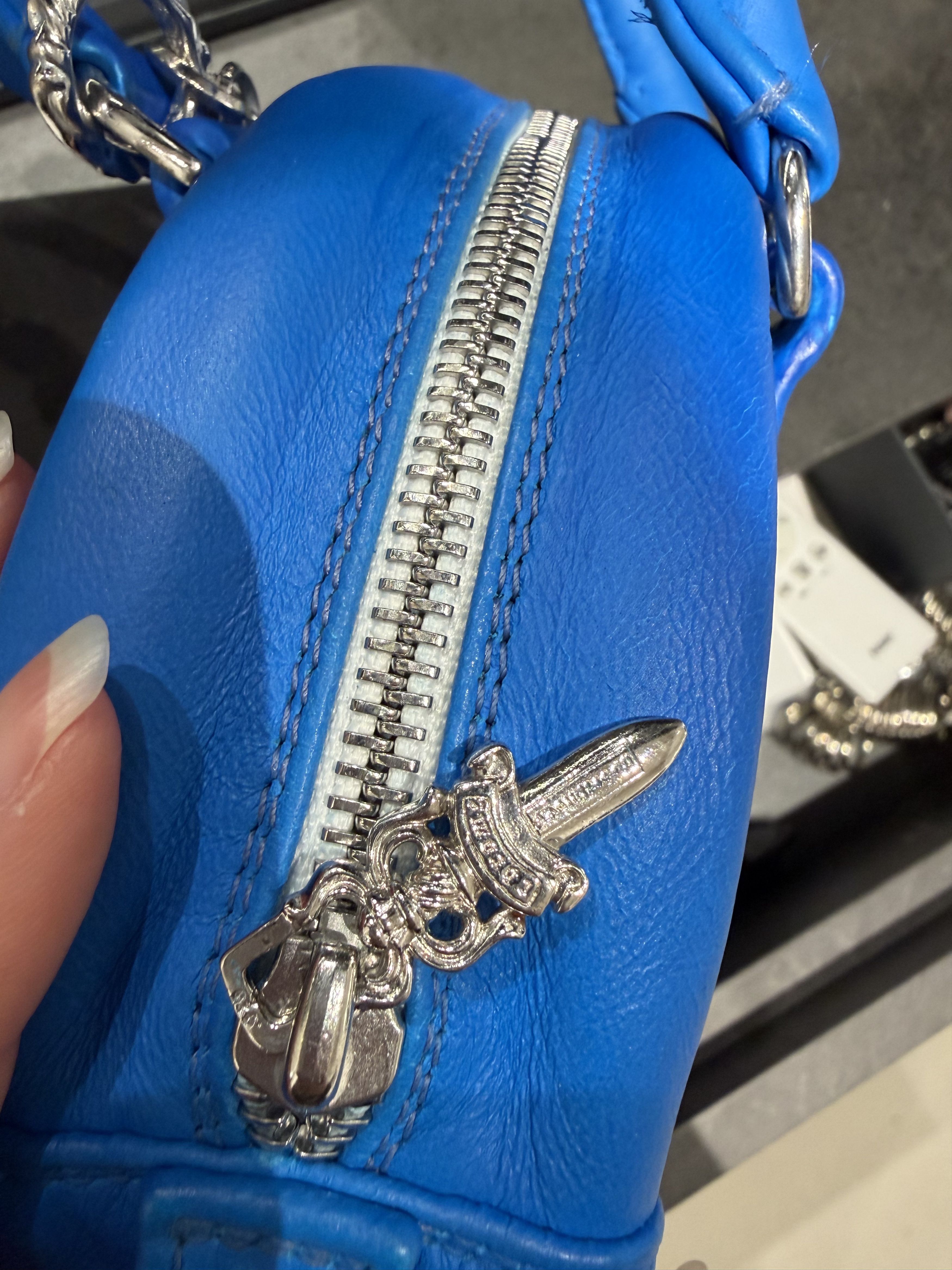 Chrome Hearts Chrome Hearts Electric Blue Leather Cross Patch Mini Gym Bag Size ONE SIZE - 6 Thumbnail