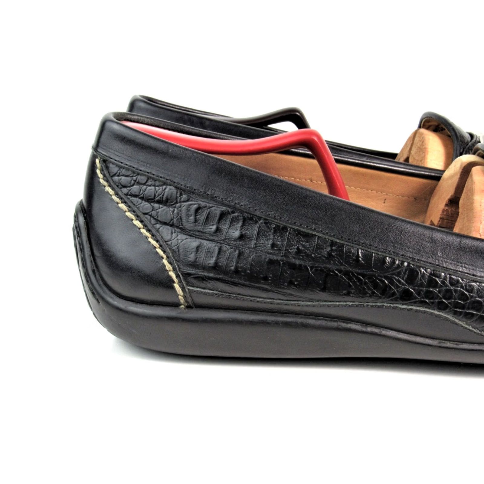 Vintage Martin Dingman Black Loafers Mens 11.5 Medium Casual Slip On Leather Alligator Grain Size US 11 / EU 44 - 7 Thumbnail
