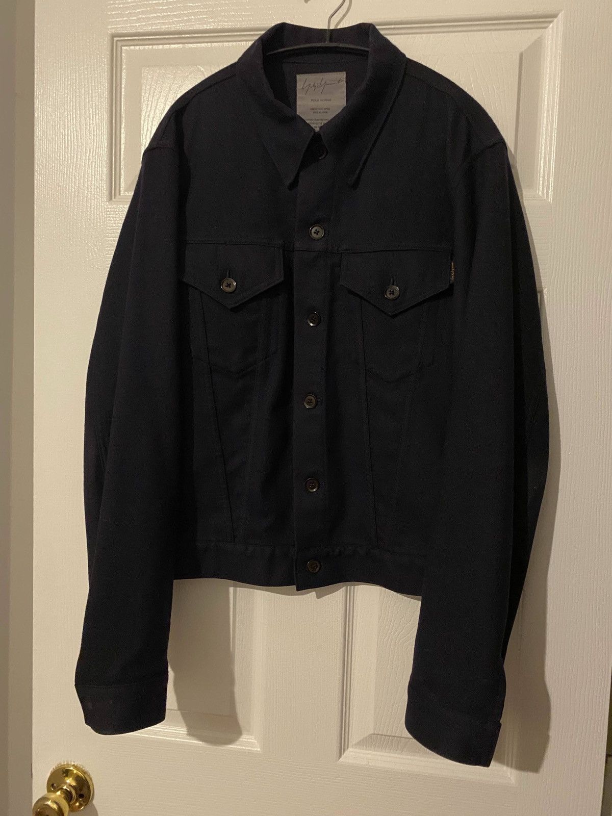 Yohji Yamamoto 01aw navy wool trucker yohji tab jacket Size US M / EU 48-50 / 2 - 2 Thumbnail