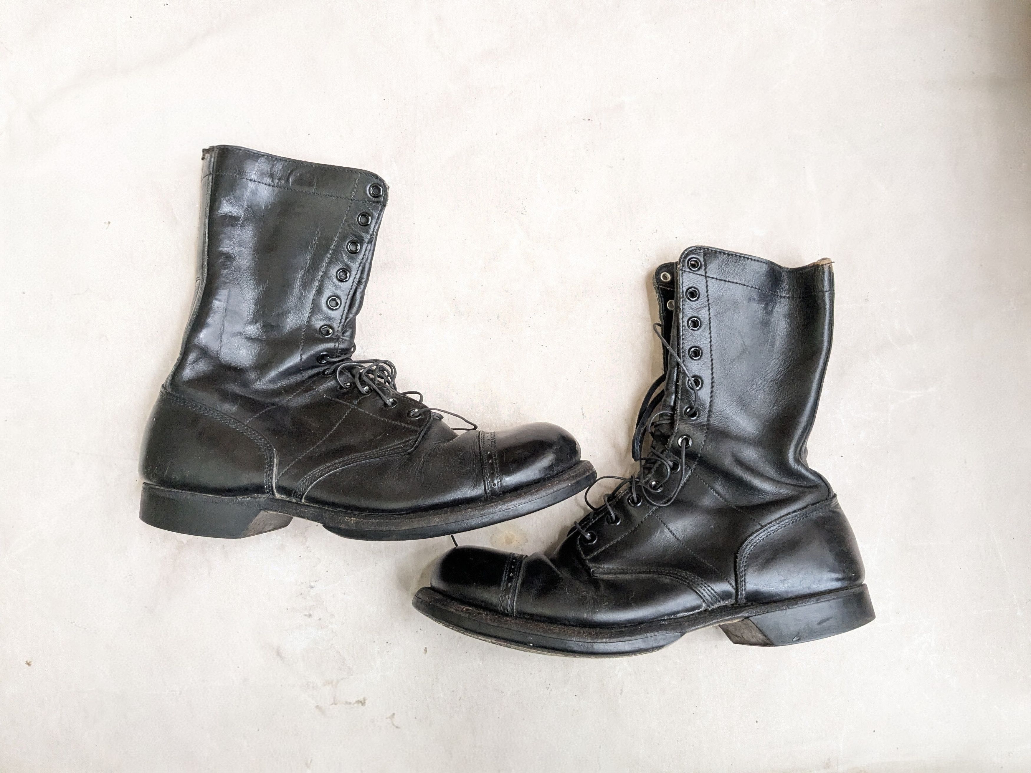 Genuine Leather Corcoran Combat Boots Black 10 D Leather USA Vintage Size US 10 / EU 43 - 1 Thumbnail