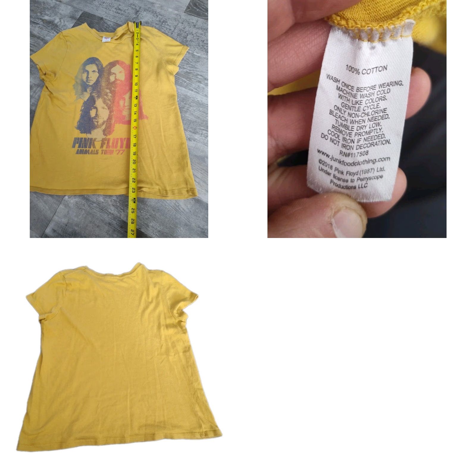 Junk Food VINTAGE Pink Floyd Animals Tour 77 Rock Music Women's Yellow T-Shirt Sz L Retro 70s 80s 90s Size L / US 10 / IT 46 - 8 Thumbnail