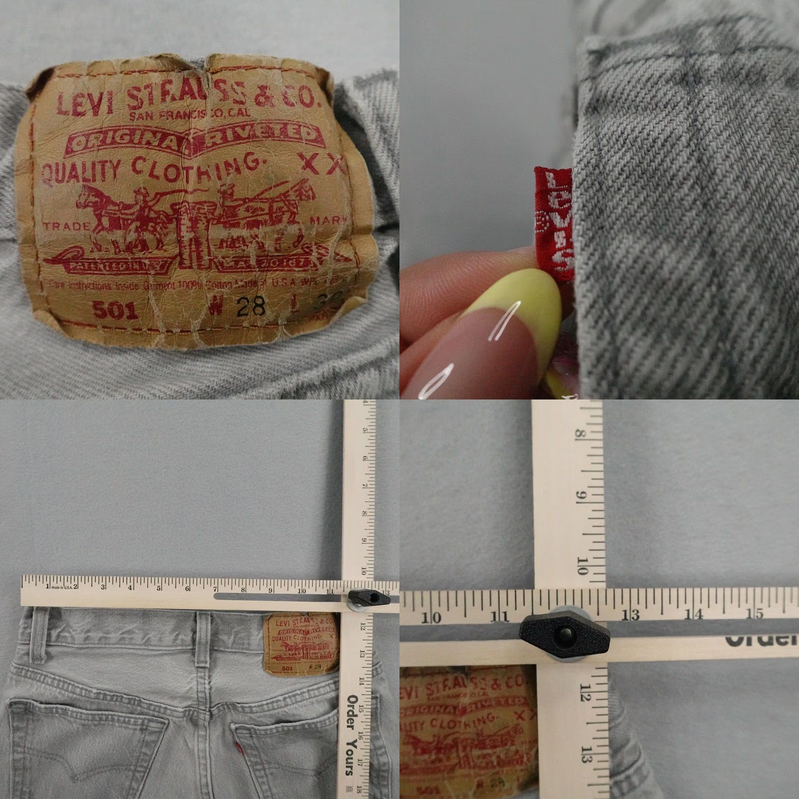 Levi's VINTAGE Levi's Jeans Mens 28x30 Gray Denim 501 Button Fly Light Wash Faded 90s Size US 28 / EU 44 - 8 Thumbnail