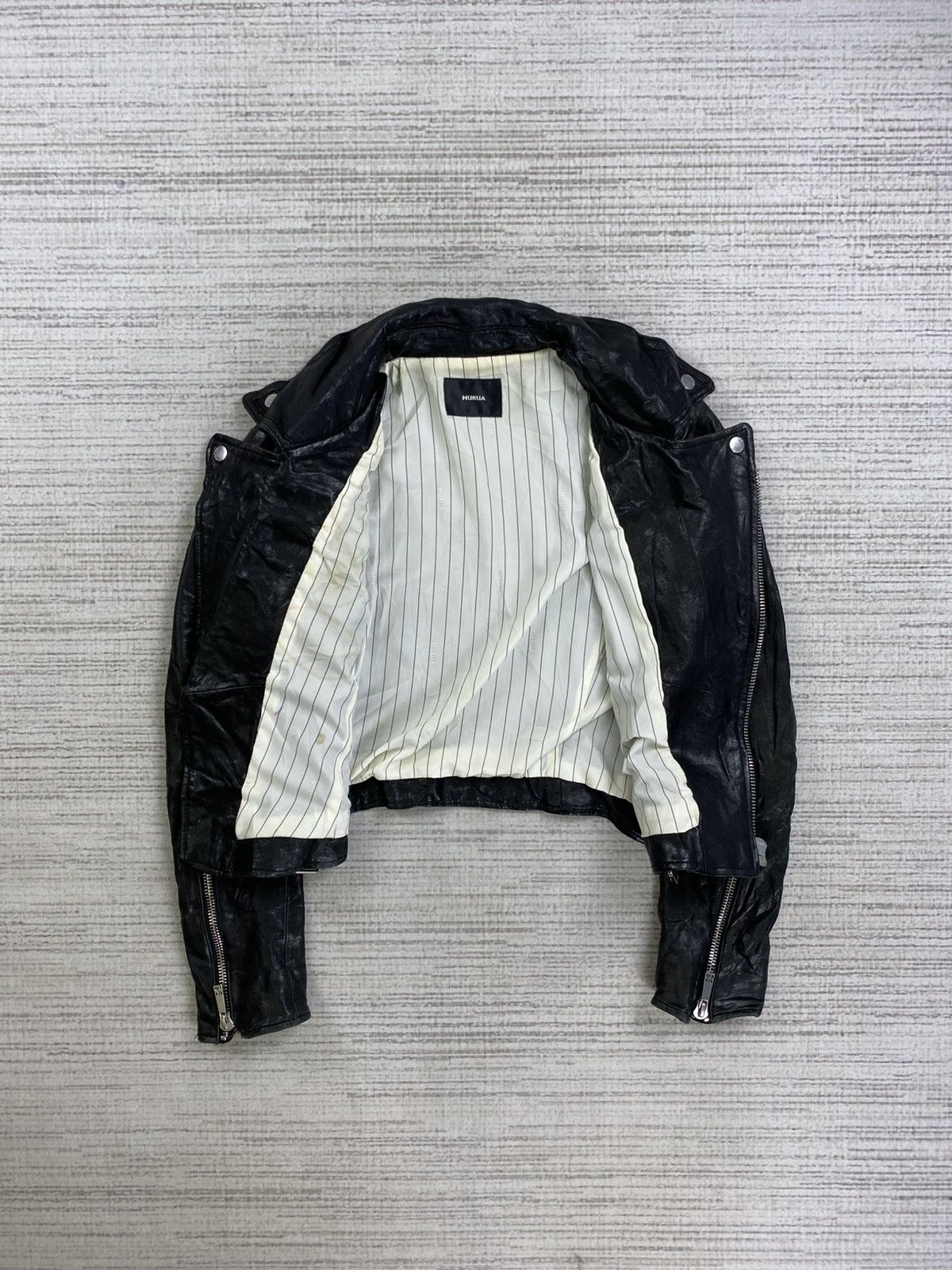 Japanese Brand 🔥Murua Sheepskin Black Cropped Punk Leather Jacket Size S / US 4 / IT 40 - 9 Thumbnail