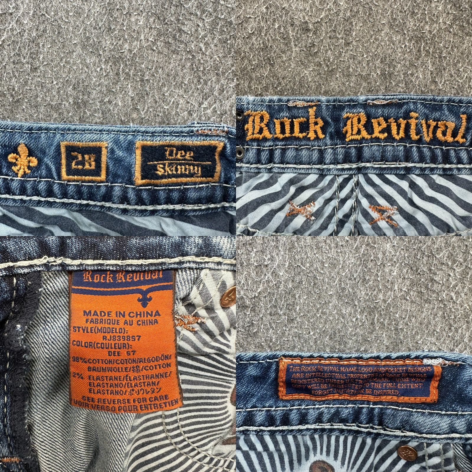 Vintage Rock Revival Jeans Womens 28 Blue Skinny Dark Wash Distressed Button Denim Cotton 29 Inseam Regular Inseam Womens Distressed Skinny Jeans Size 30" / US 8 / IT 44 - 9 Thumbnail