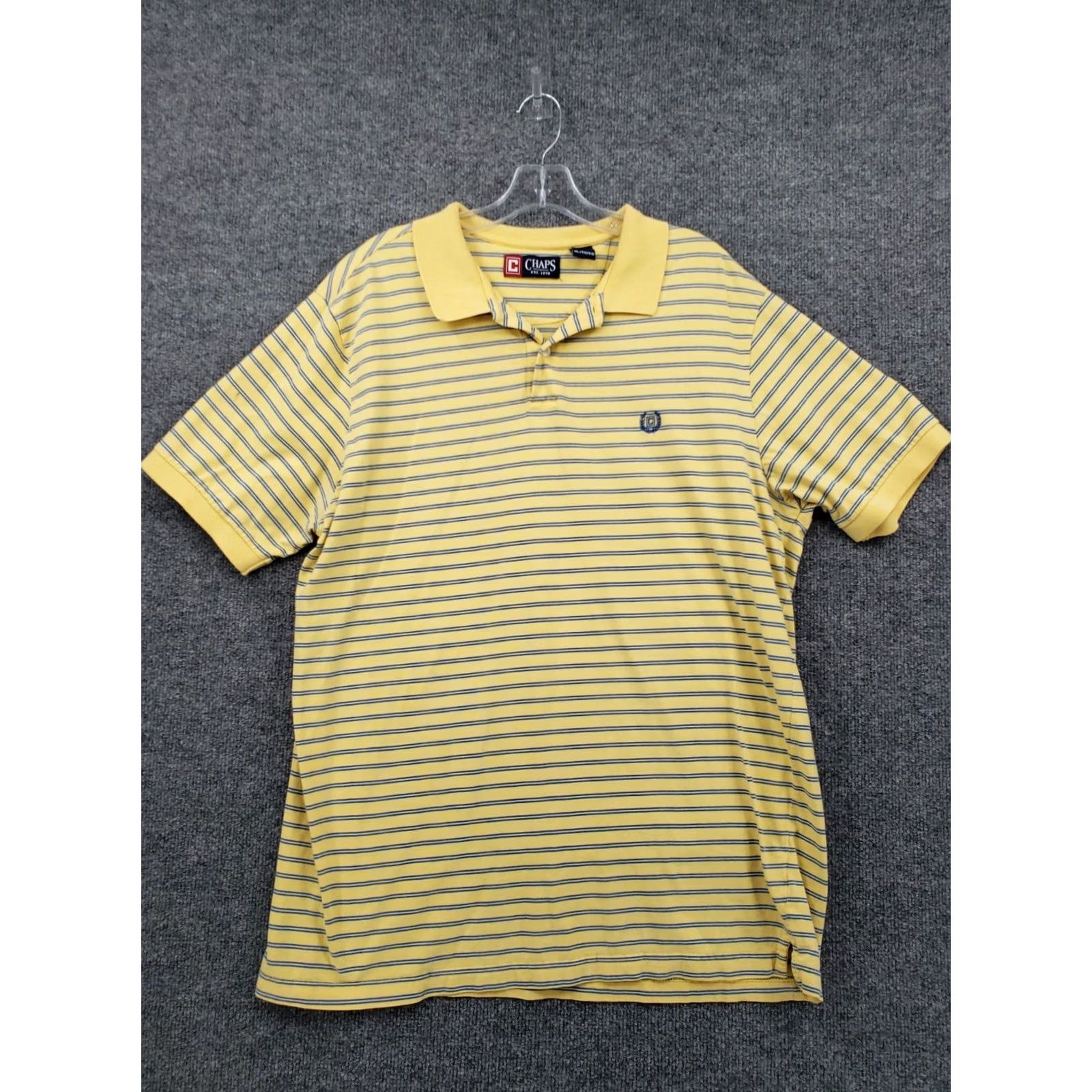Chaps Chaps Polo Shirt Mens XL Yellow Button Short Sleeve Striped Cotton Casual Size US XL / EU 56 / 4 - 2 Thumbnail