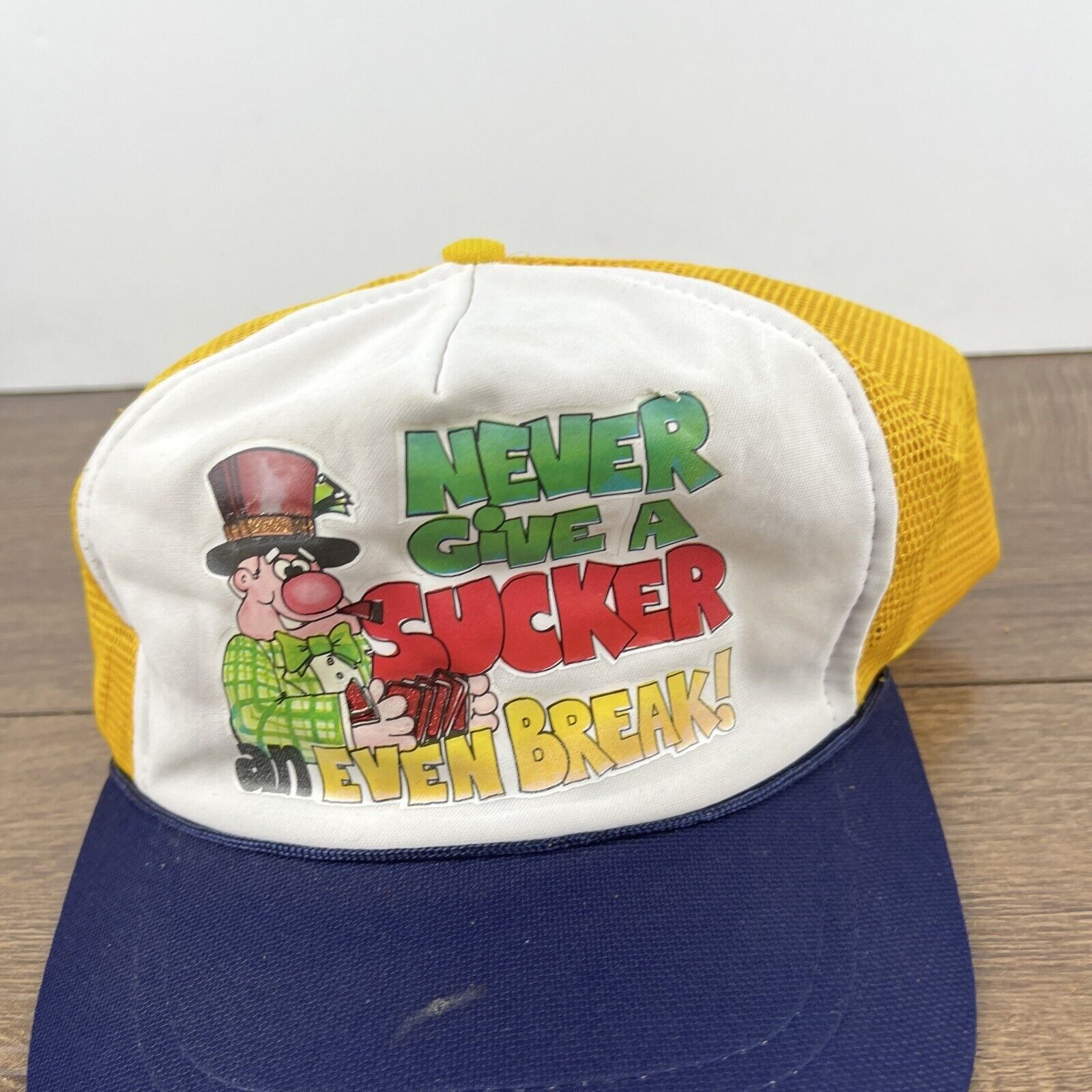 Other Never Give a Sucker an Even Break Yellow Hat Adjustable Adul Size ONE SIZE - 8 Thumbnail