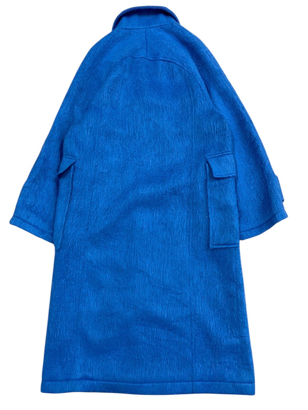 Japanese Brand Murua Electric Blue Double-Breasted Textured Long Coat Size M / US 6-8 / IT 42-44 - 2 Thumbnail