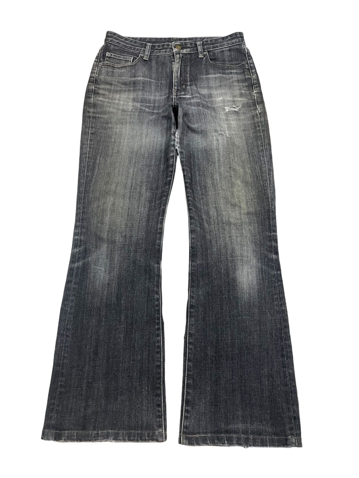 Jun Takahashi Vintage Y2K Japanese Denim Grey Wash Ripped Bootcut Jeans Size US 29 - 1 Thumbnail
