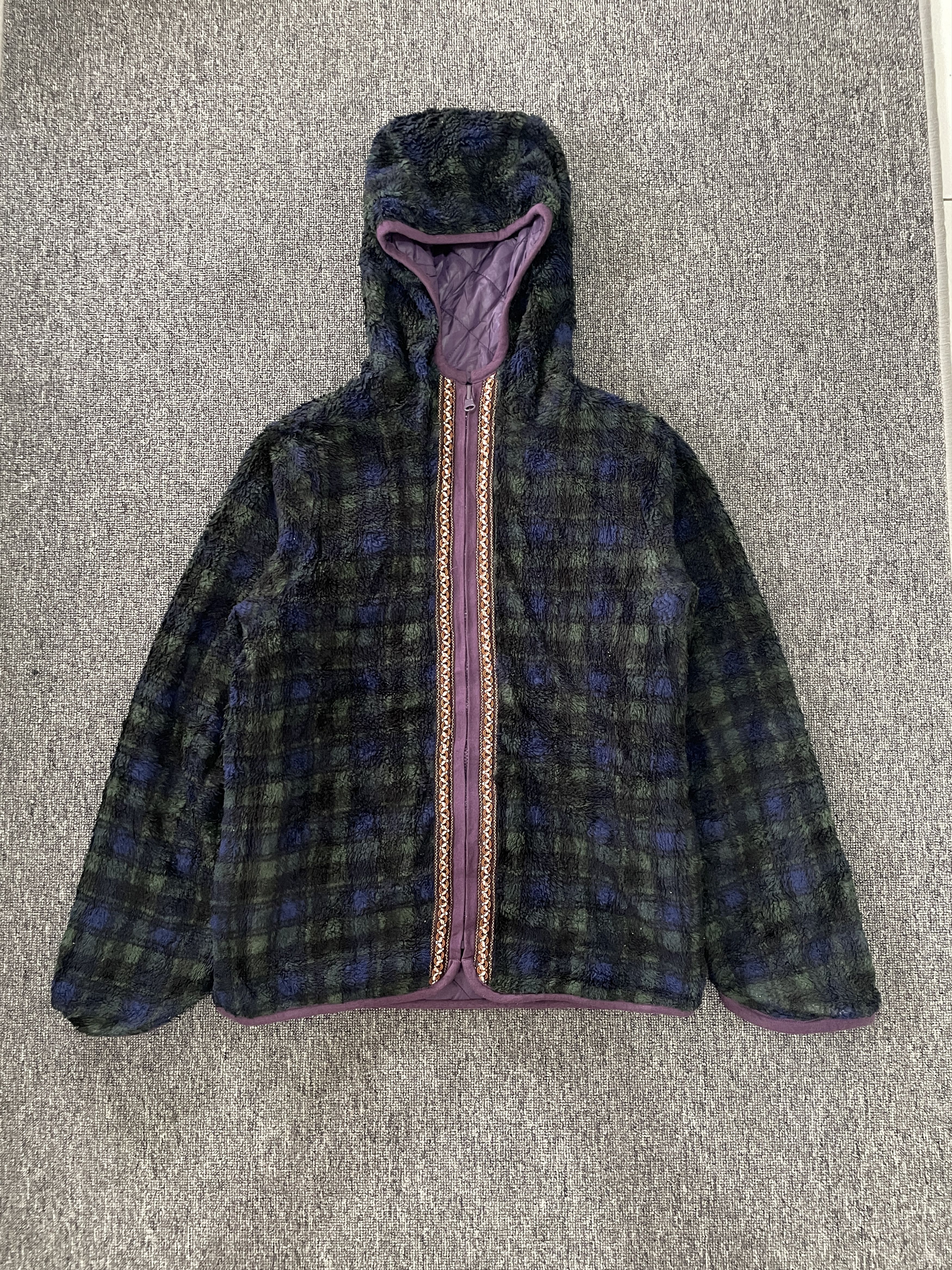 Japanese Brand Purple Diamond Quilted Reversible Hooded Puffy Jacket Size M / US 6-8 / IT 42-44 - 2 Thumbnail