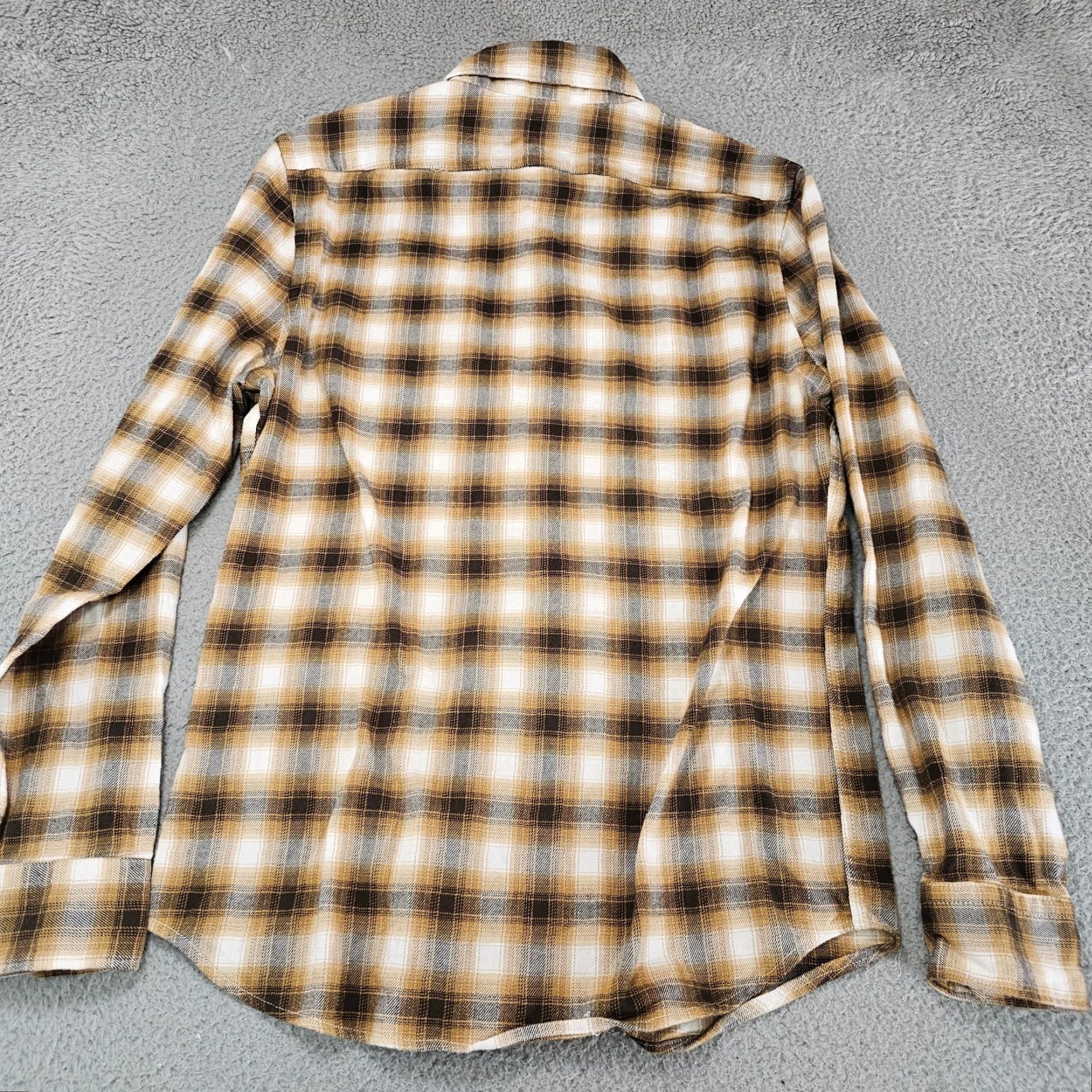 Express Express Shirt Mens XS Brown Plaid Knit Cotton Long Sleeve Button-Up Size US XS / EU 42 / 0 - 5 Thumbnail