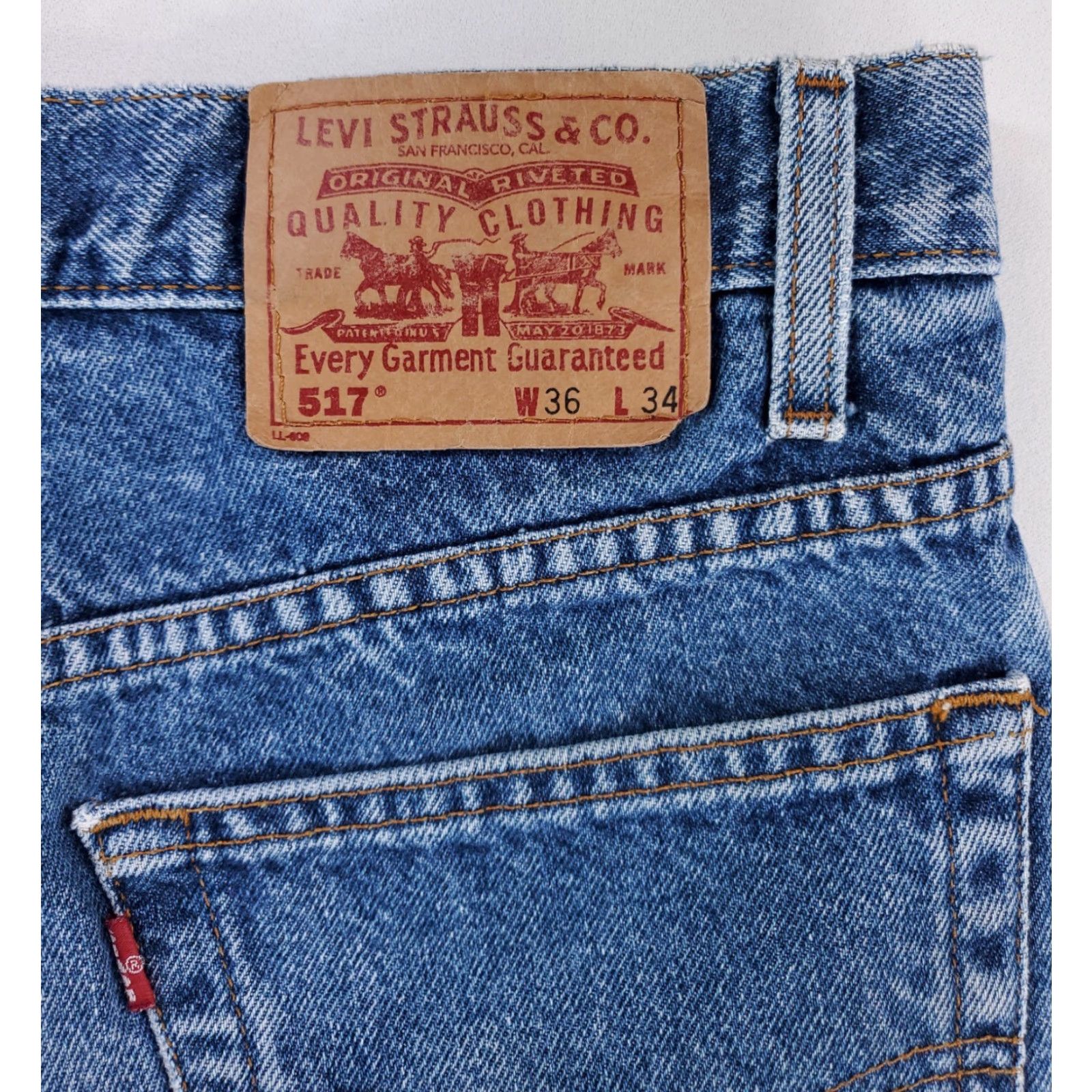 Levi's Levi's 517 Jeans Blue Whiskering Faded Hemmed Mens 36 x 34 36 x 30 Actual Bootcut Jeans Men Blue 517 Size US 36 / EU 52 - 8 Thumbnail