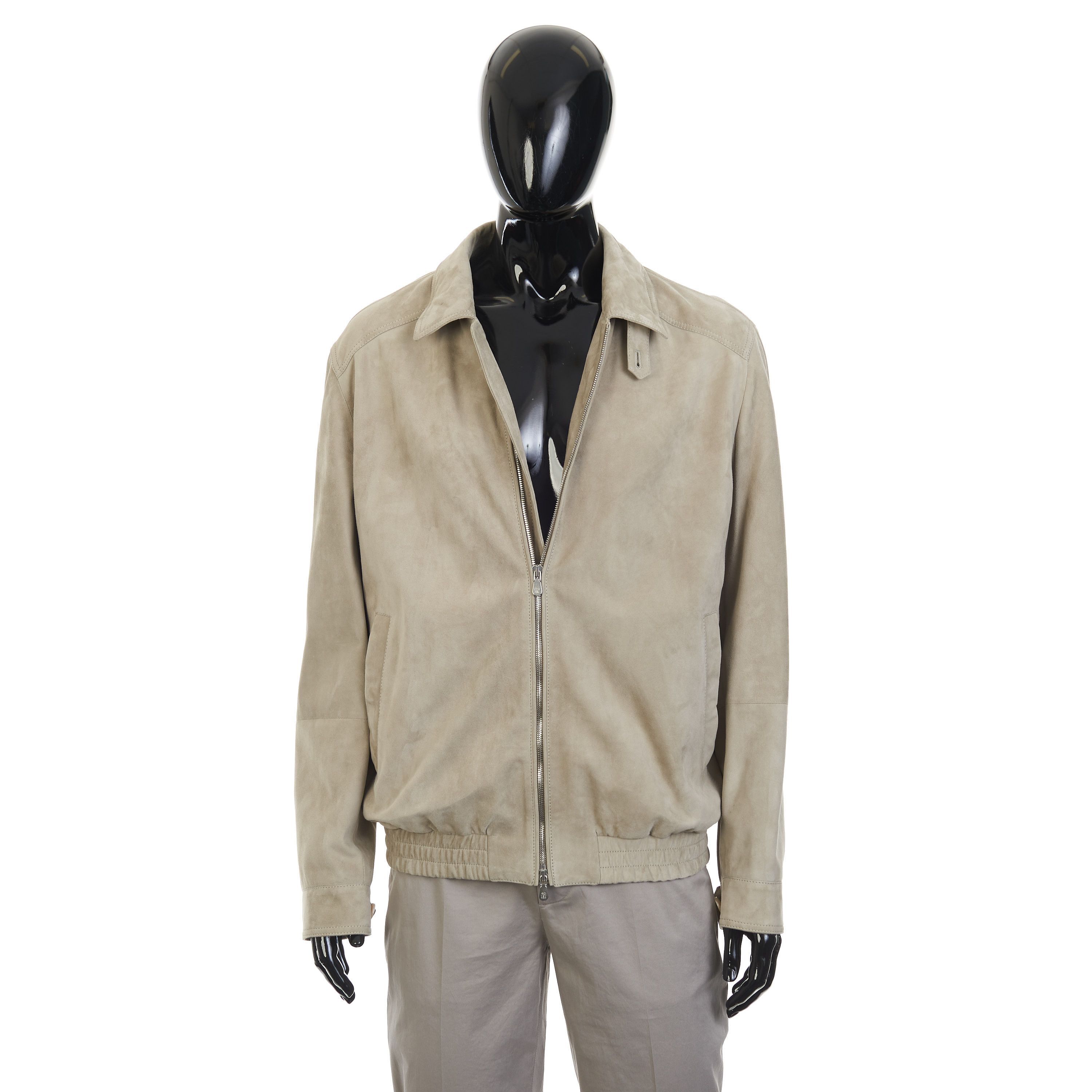 Brunello Cucinelli Khaki Velvety Suede Jacket Size US M / EU 48-50 / 2 - 9 Thumbnail