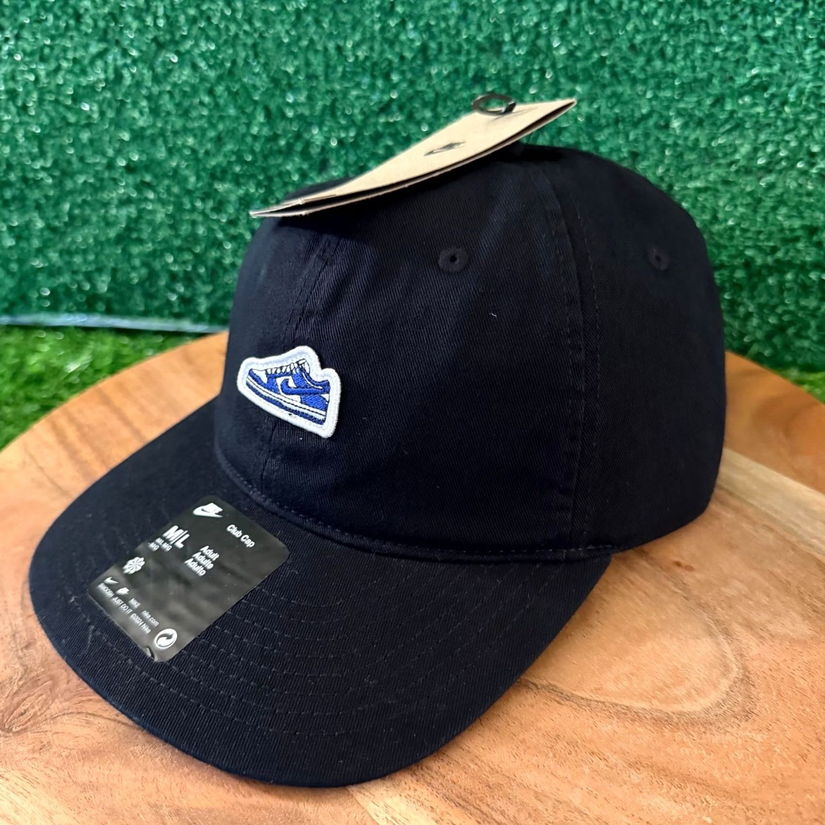 Nike Nike Club Cap Hat Mens Medium Large Black Embroidered Sneaker Patch Adjustable Baseball Cap Size ONE SIZE - 2 Thumbnail