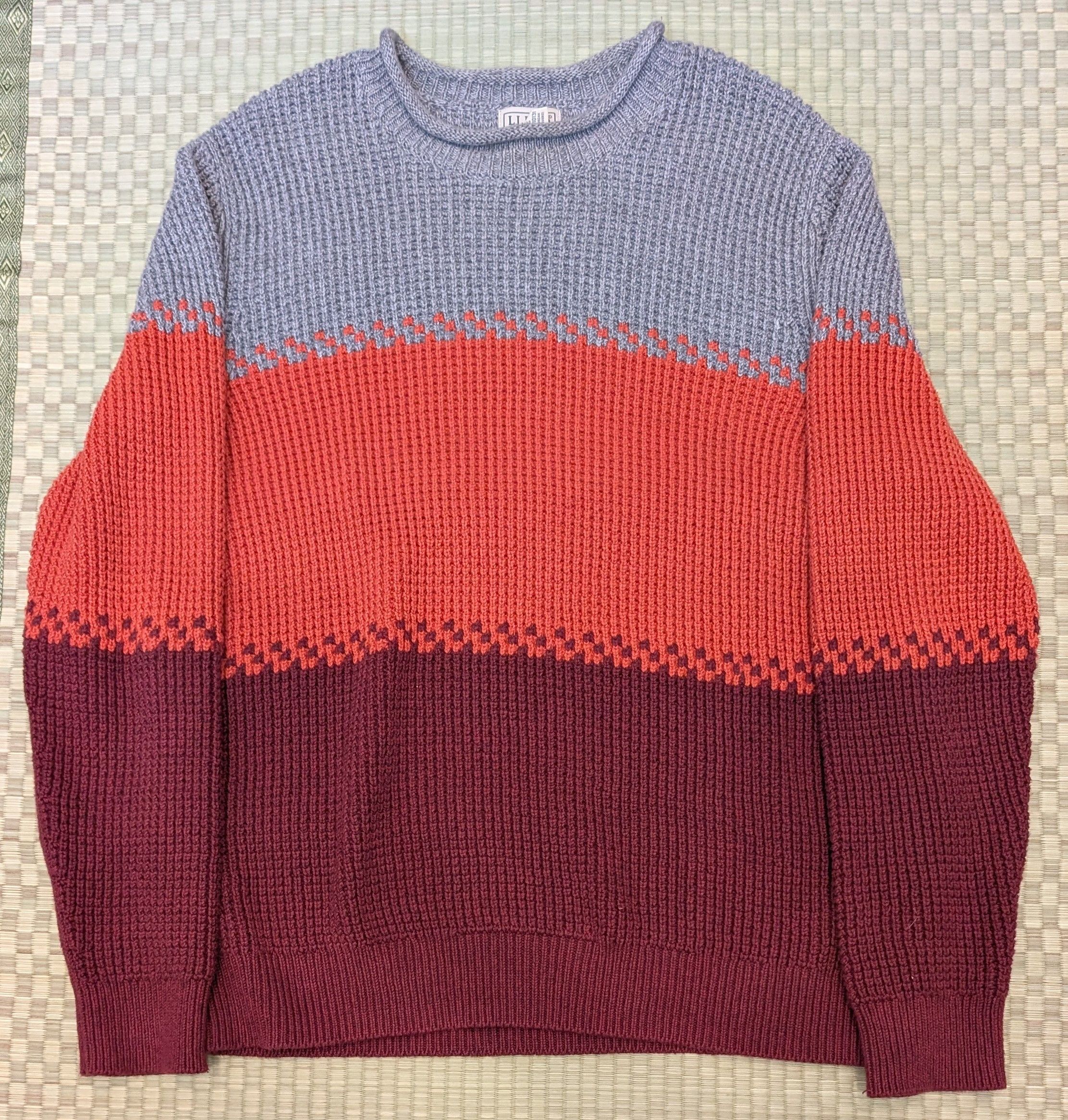 L.L. Bean Ombre Colorblock Rollneck Knit 100% Cotton Sweater