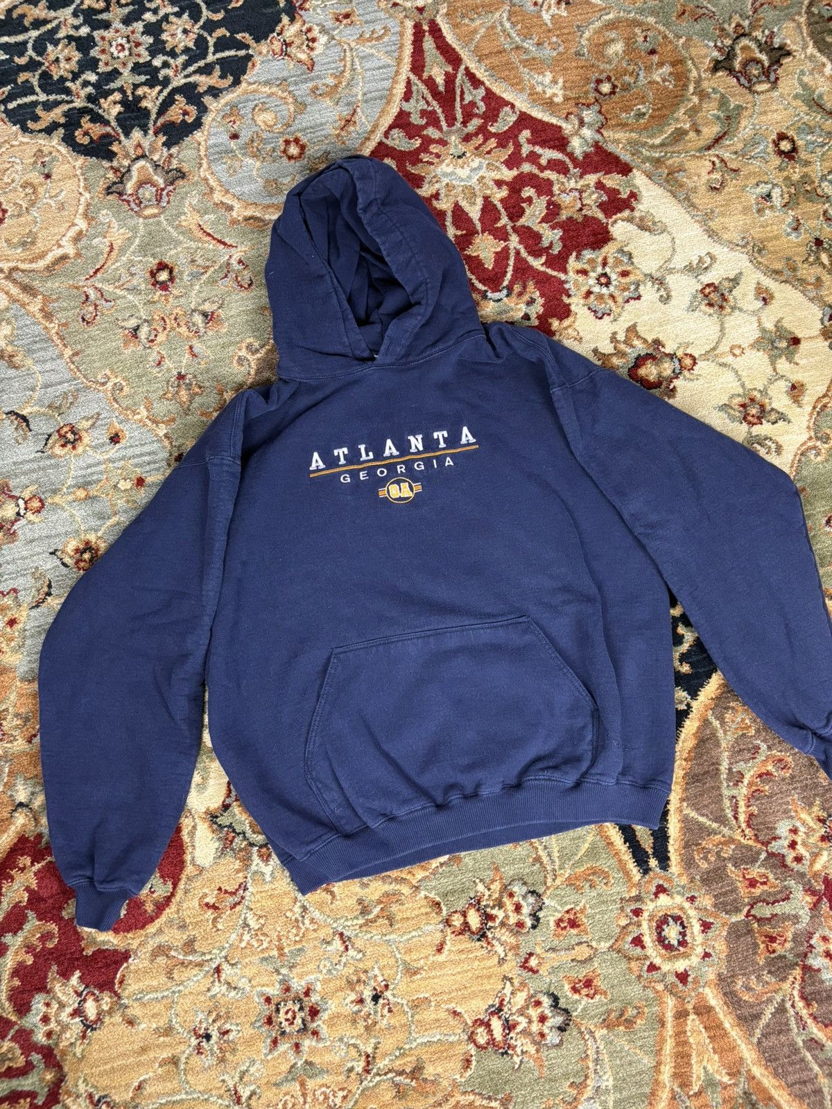 Vintage Vintage 90s Atlanta Embroidered Hoodie Sweatshirt Size US L / EU 52-54 / 3 - 2 Thumbnail