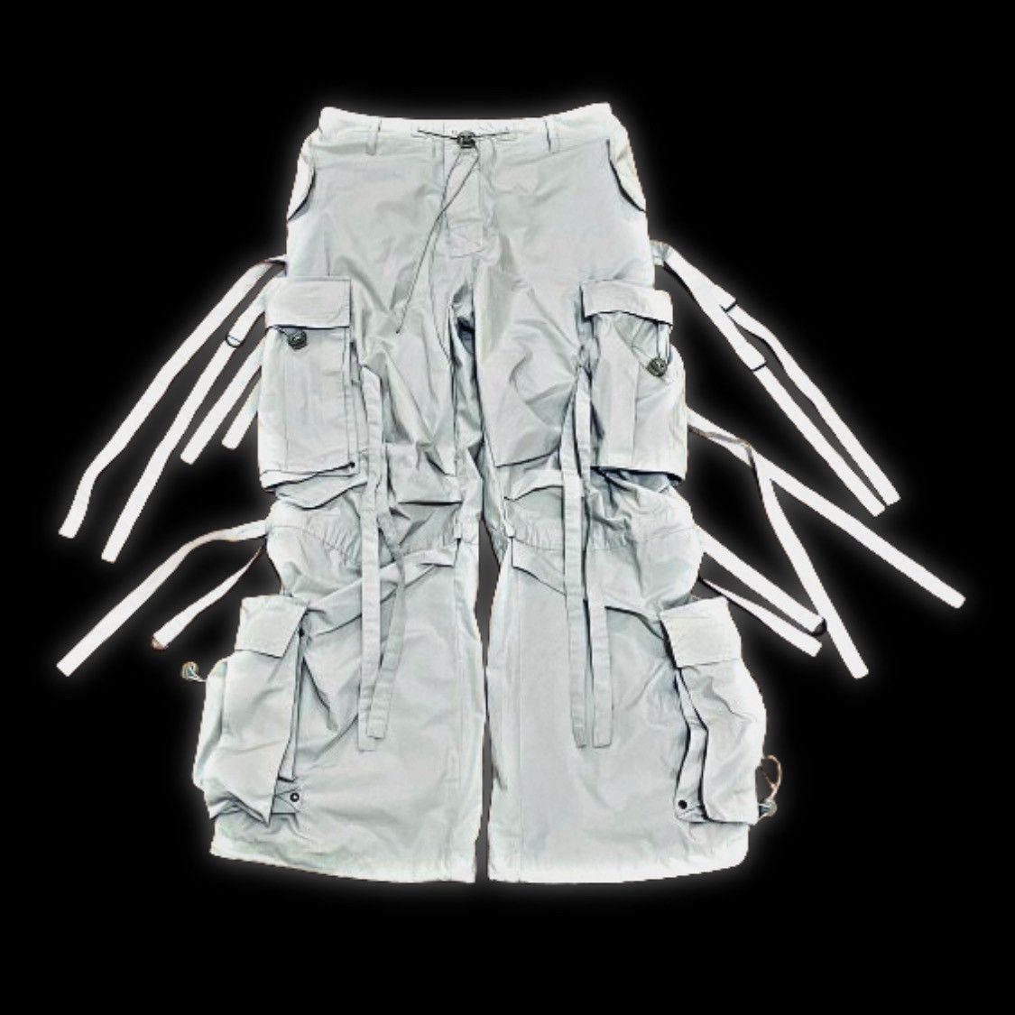 image of Tripp NYC Japanese Raver Baggy Bondage Cargo Onyx in White, Men's (Size 30)