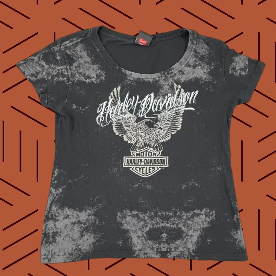 Harley Davidson Harley-Davidson Graphic Tee Womens Large Black White Biker Motorcycle Casual T-Shirt Size L / US 10 / IT 46 - 1 Thumbnail